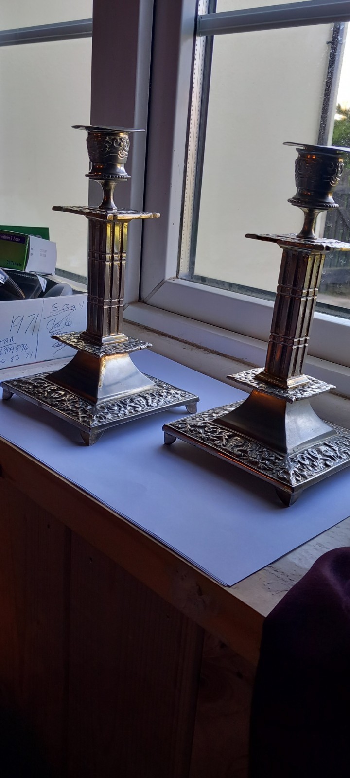 Pair Of Vintage Candlesticks, As Found 1.5kg Pair, Unsure Of What Their Made Of