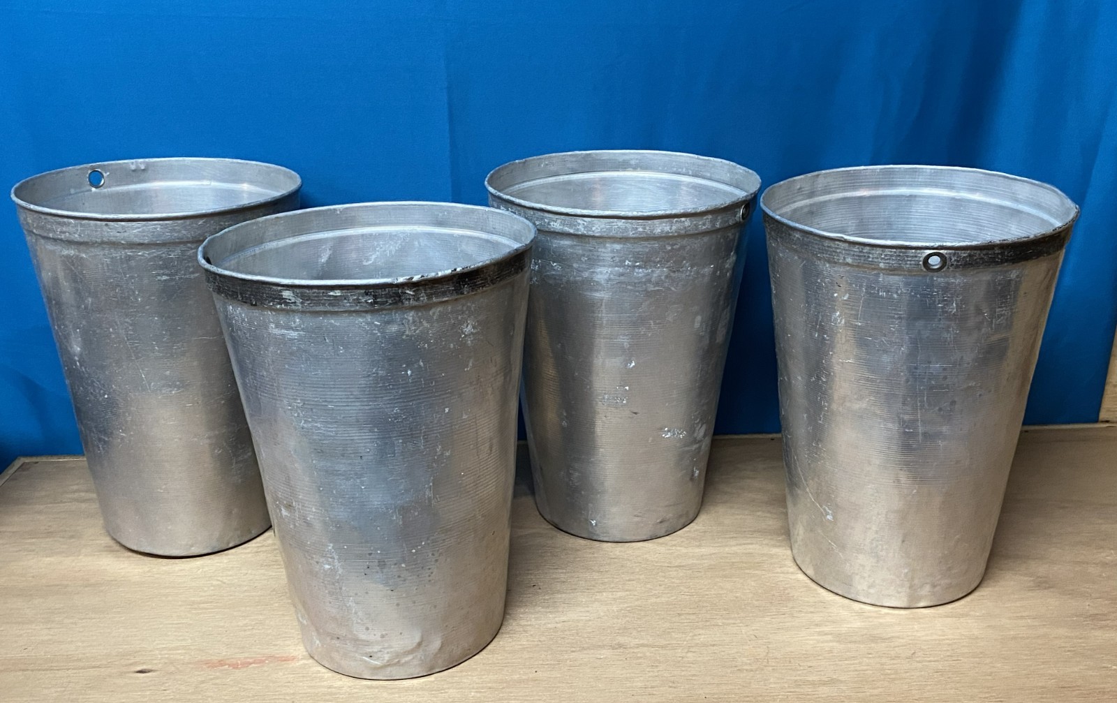 4 USED Aluminum Sap Buckets 2 GALLON SIZE Maple Syrup Bucket Crafts Decoration