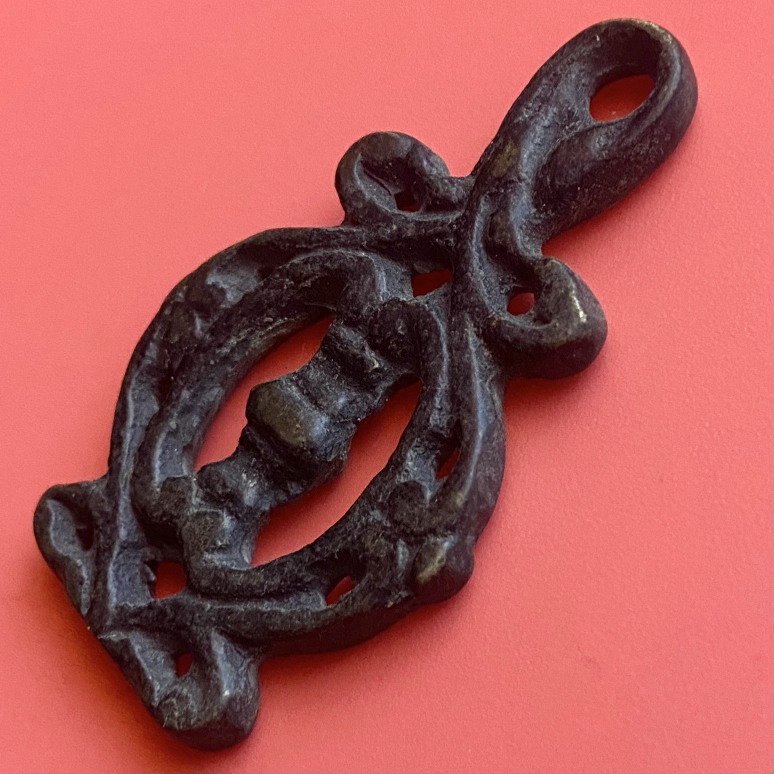 China Amulet Pendant, Old Buddhism Antique, Bronze Piece, Unknown Age.