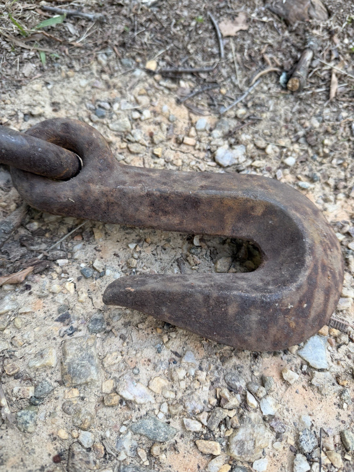 Antique Forged Iron Logging Chain w/ Hook – Heavy Industrial 15’10” Salvage