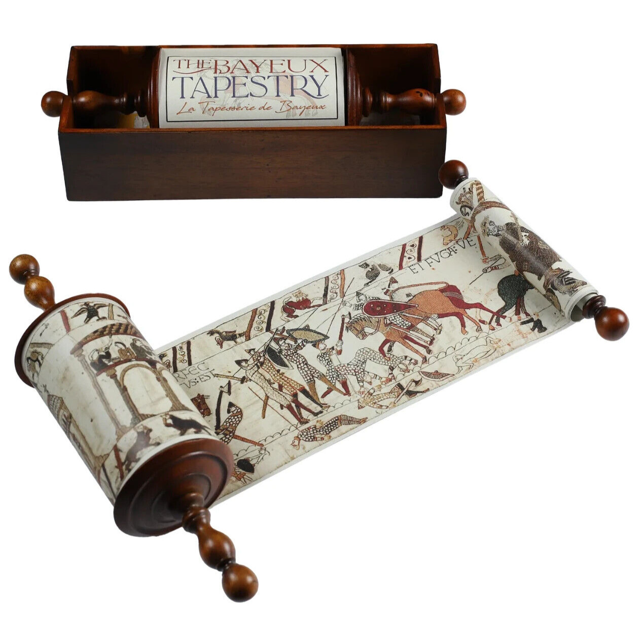 Bayeux Tapestry Replica Old World Scroll Duke Normandy 21.33′ Wood Desk Tray New