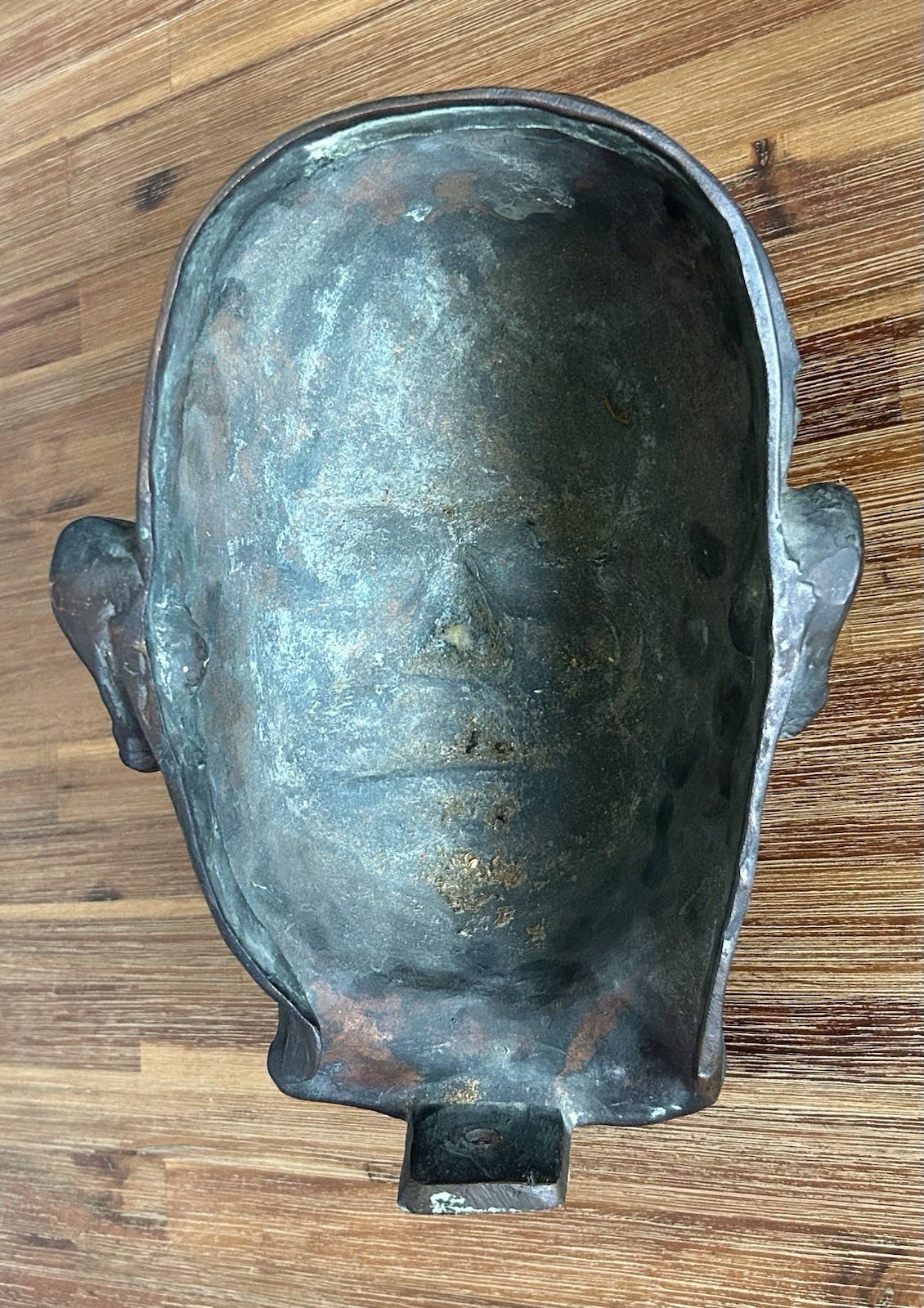 Rare Antique 19th/20th Century Unknown Bronze Life Size Death Mask Sculpture
