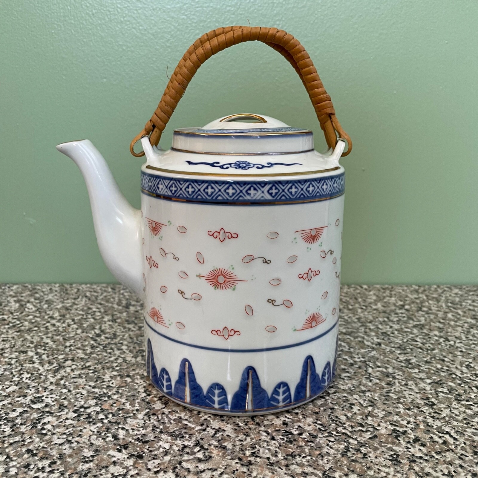 Vintage Chinese Blue and White Clouds Teapot Multicolor Designs