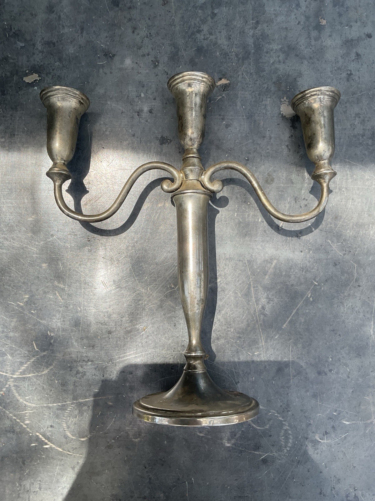 Vintage Godinger Silverplate Candelabra 3 Arm Holders Arms Silver Patina Rustic