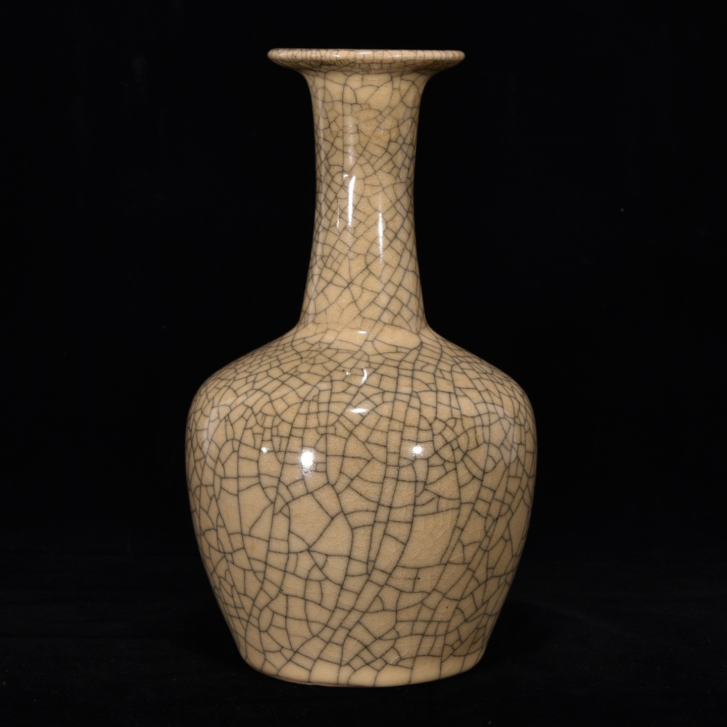 9.1″ Old Antique Porcelain Song Ge Kiln Palace Museum Number Disc Mouth Vase
