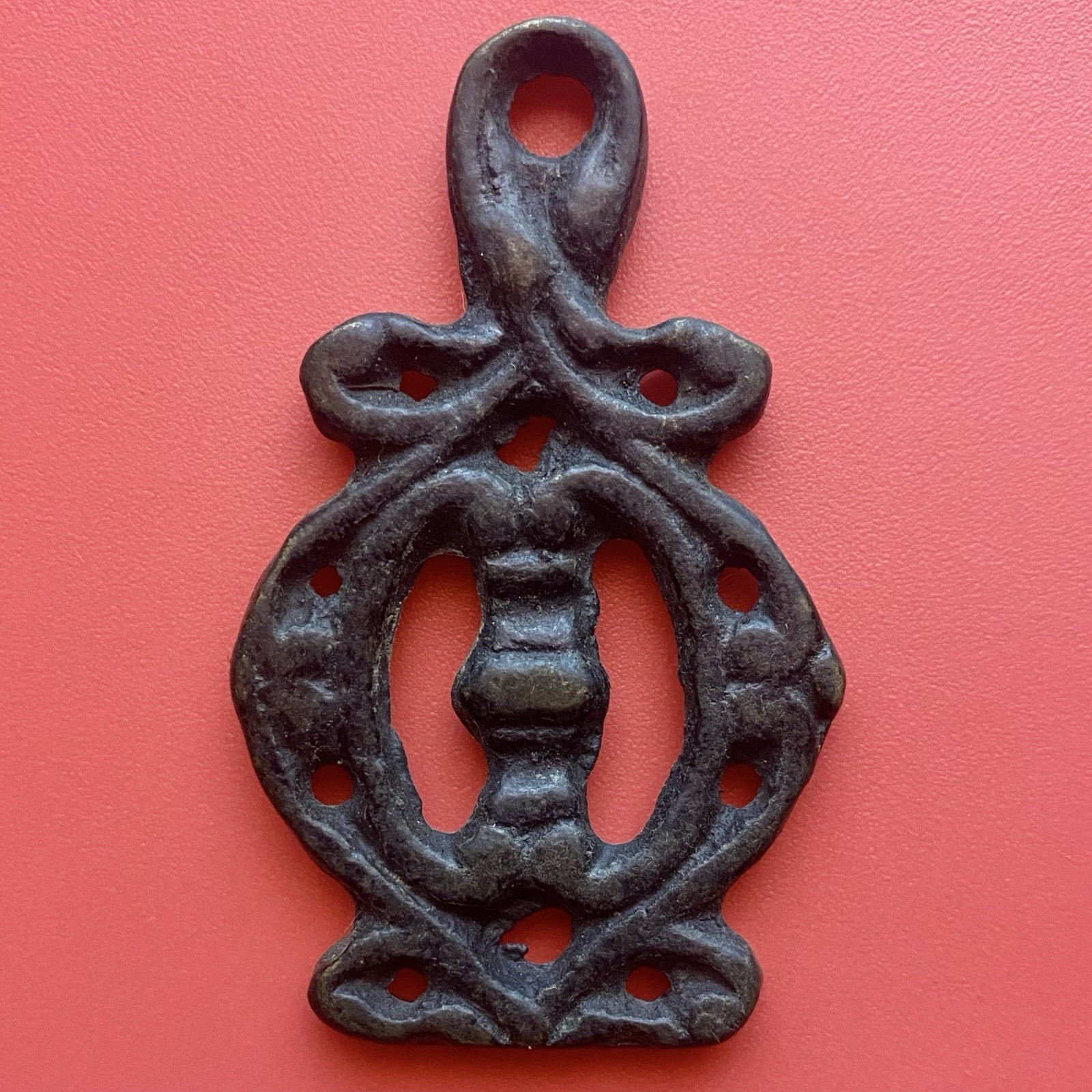 China Amulet Pendant, Old Buddhism Antique, Bronze Piece, Unknown Age.