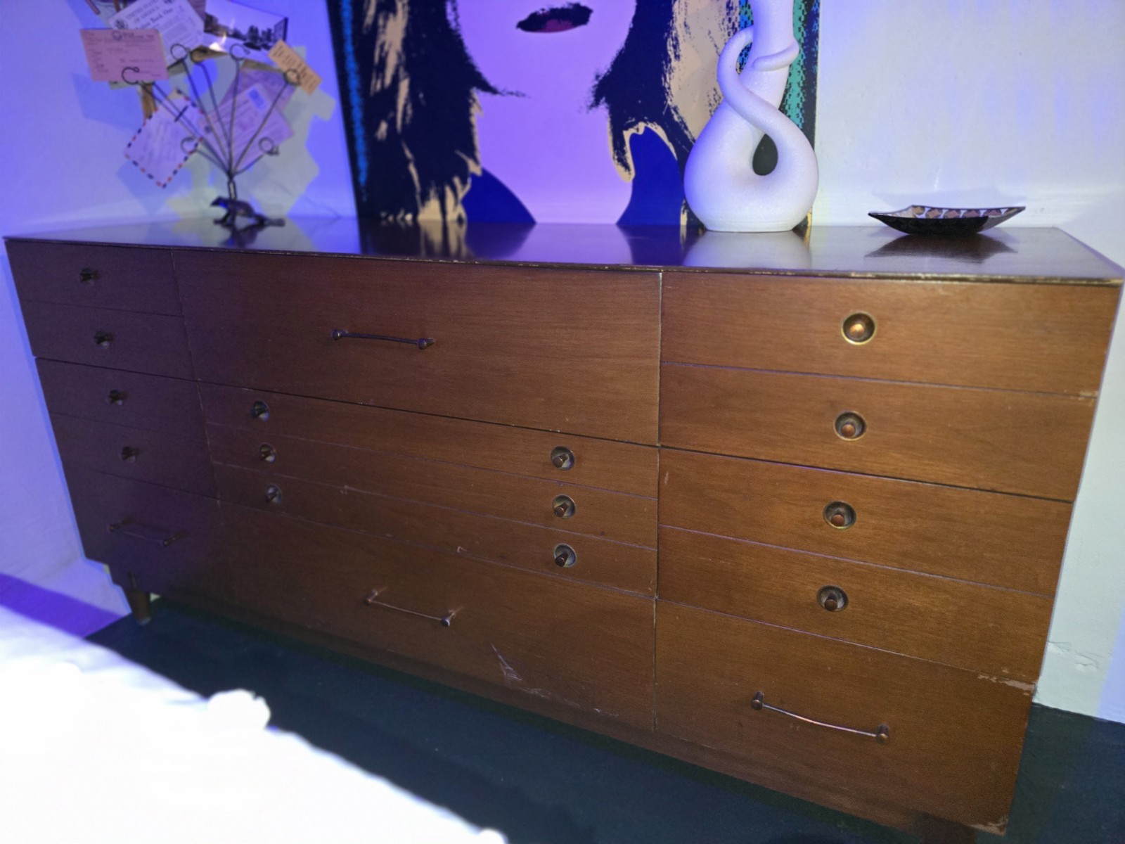 MCM Walnut Dresser Set by Basic-Witz Furn. Indus.