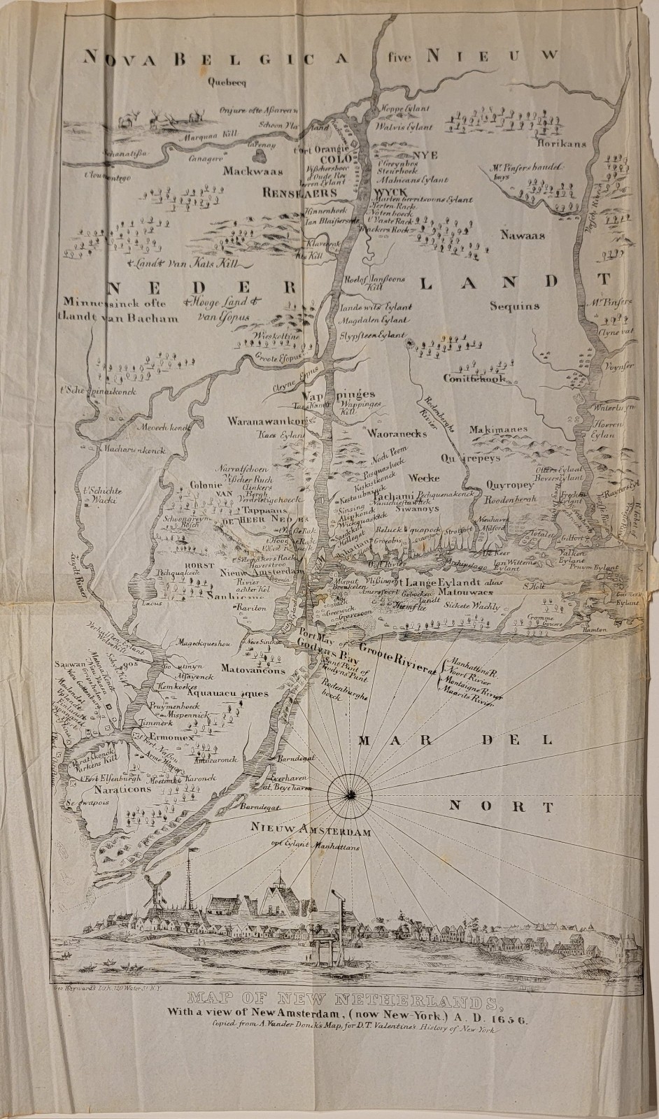 1853 Valentine map New Netherlands Nieuw Nederlandt New Amsterdam New York