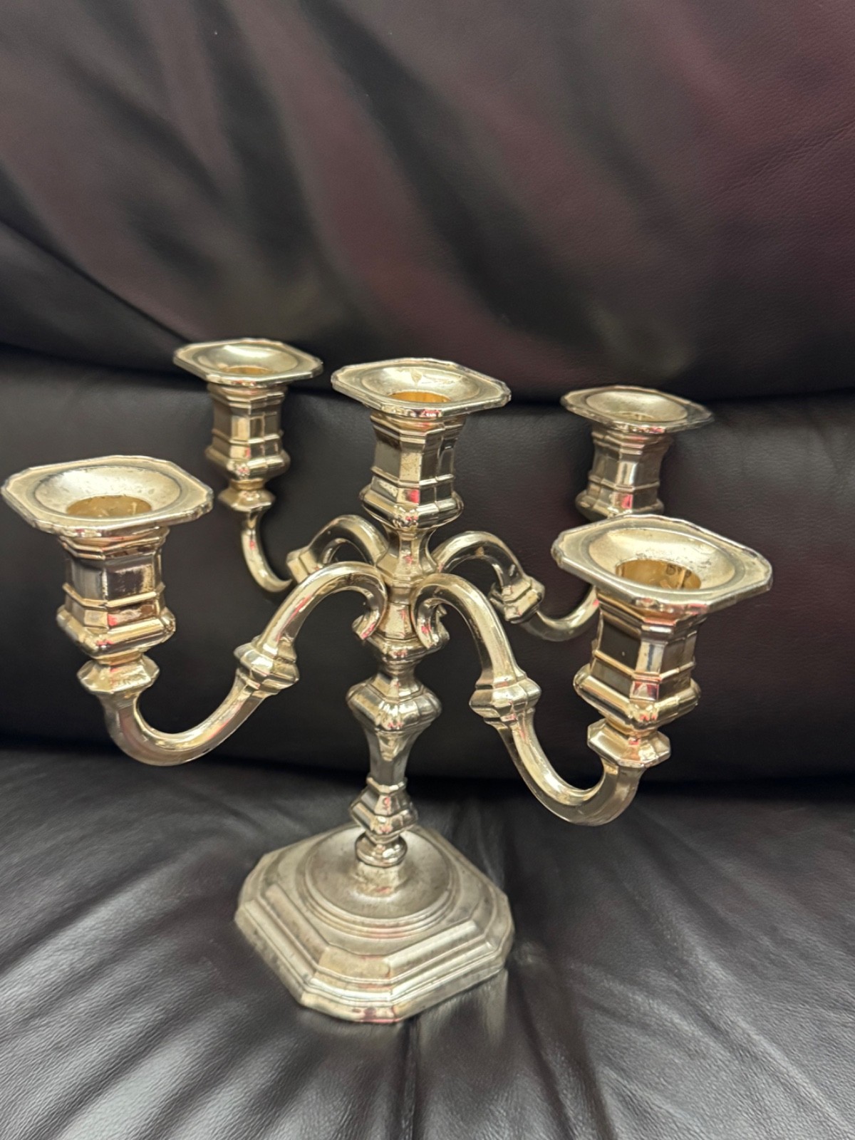 Vintage BMF Silver Plated 5 Arm Candelabra 9” Made In West Germany
