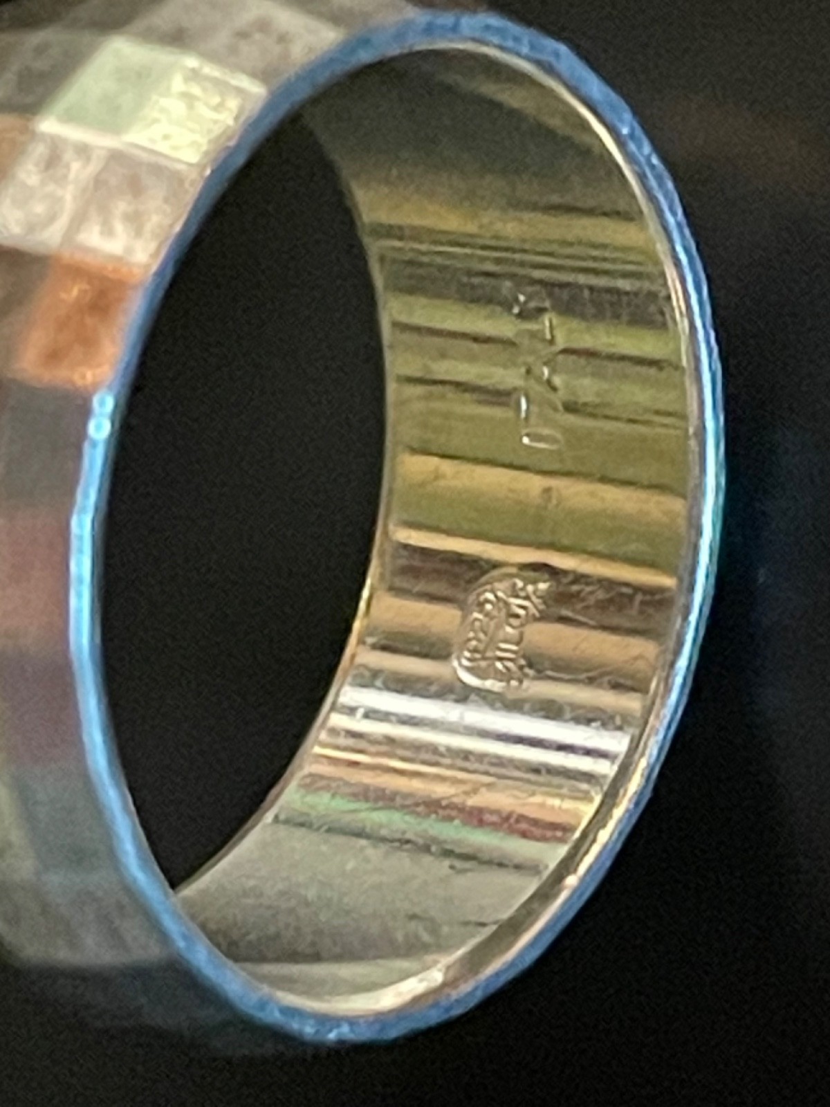 VTG Italy 925 Sterling Silver Disco Ball Faceted Checkerboard Wide Band Ring