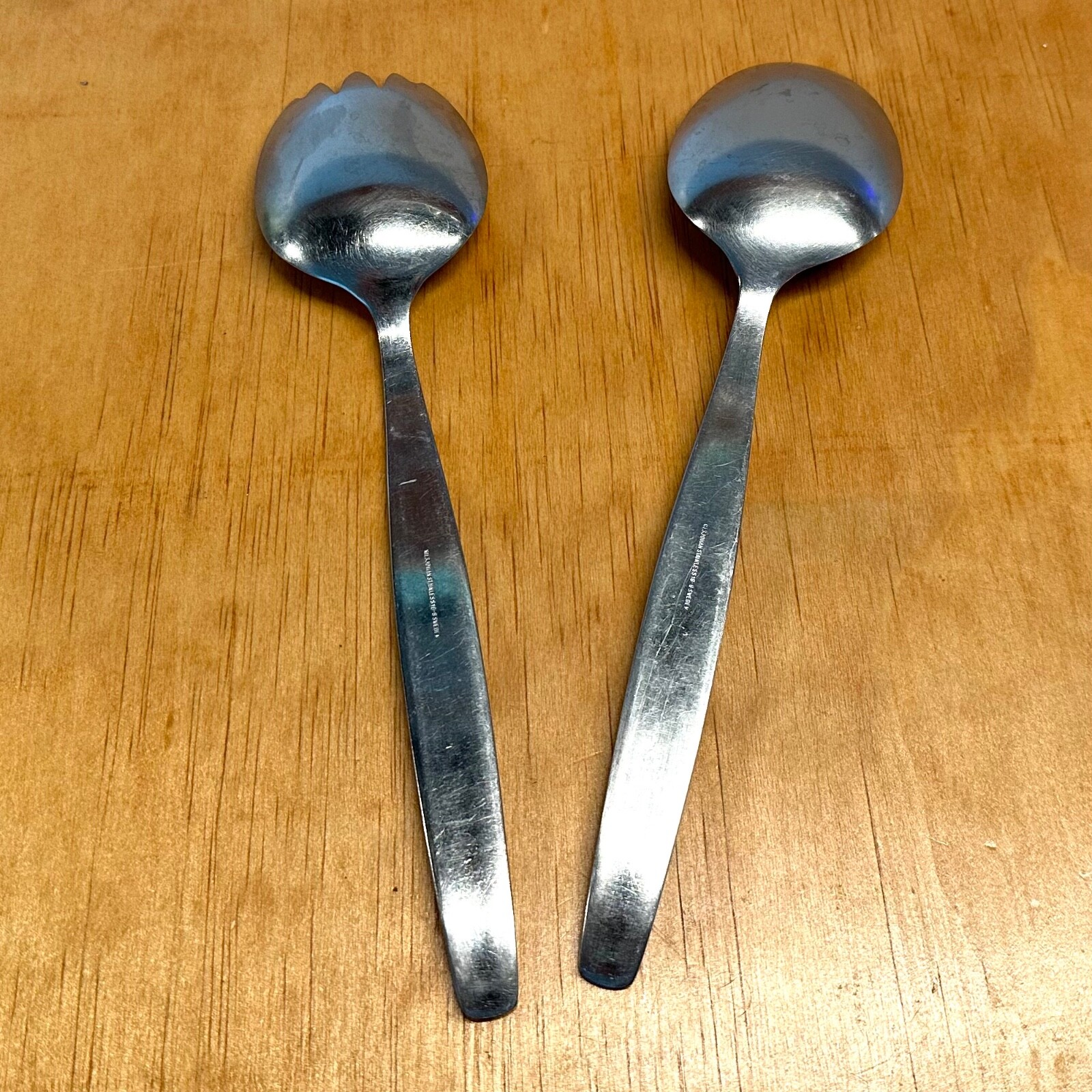 Mid Century Nils Johan “Guldi” Stainless Serving Set, Gold “Norse” decoration
