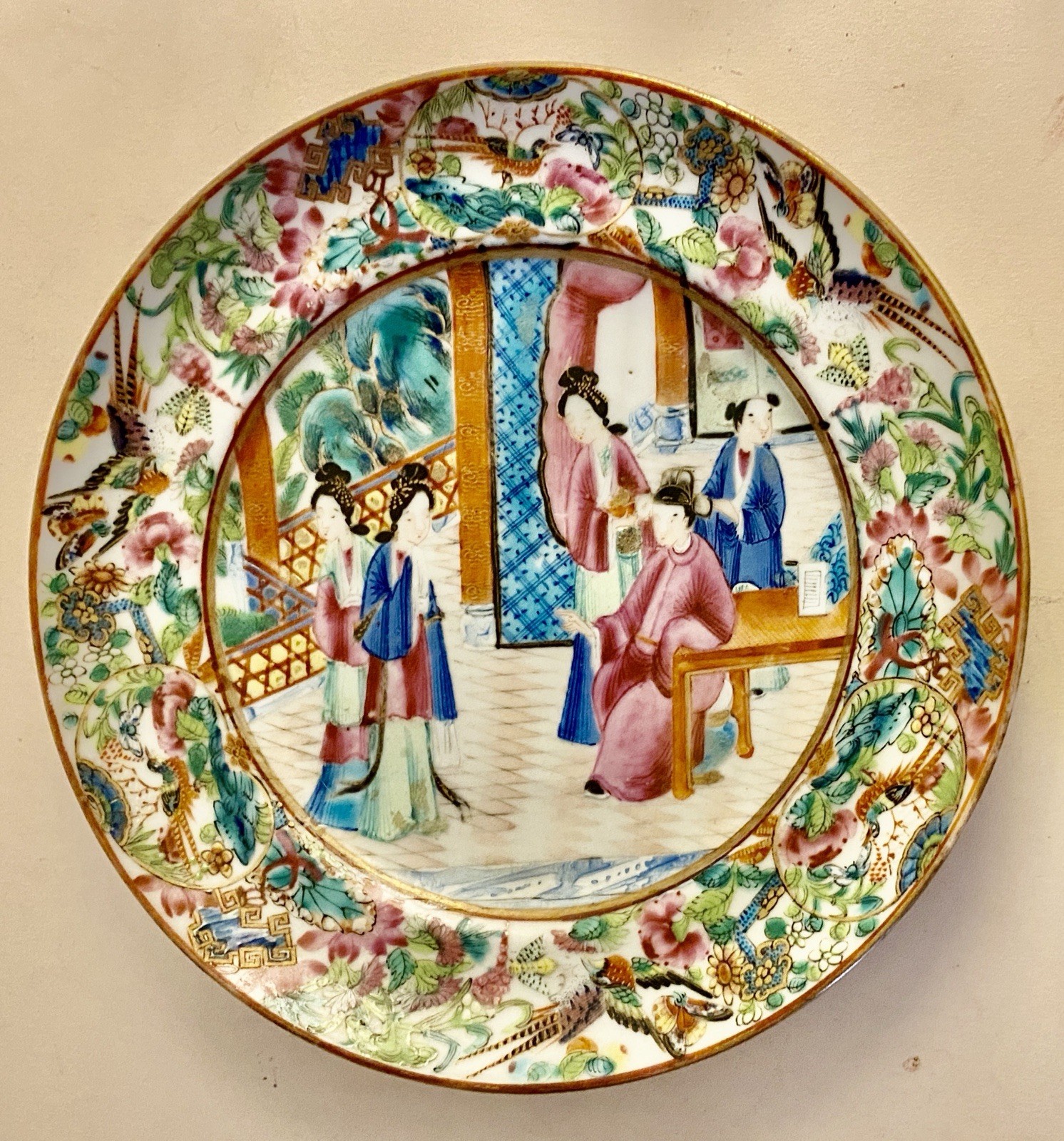 Superb Pair of Antique 19th C. Chinese Famille Rose Plates c.1850-1899