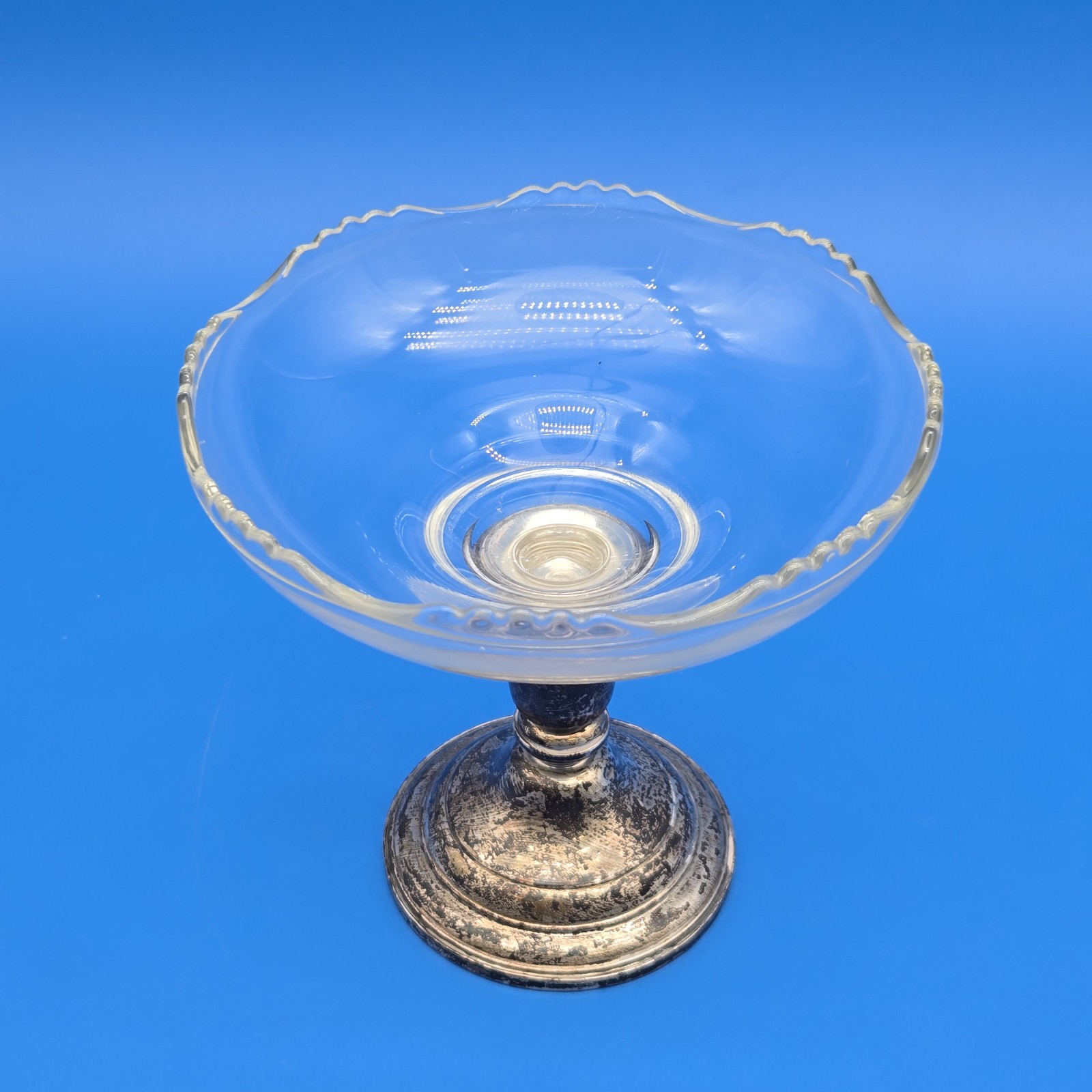 Frank M Whiting Sterling Silver Glass Compote Bowl Weighted 2001 Vintage
