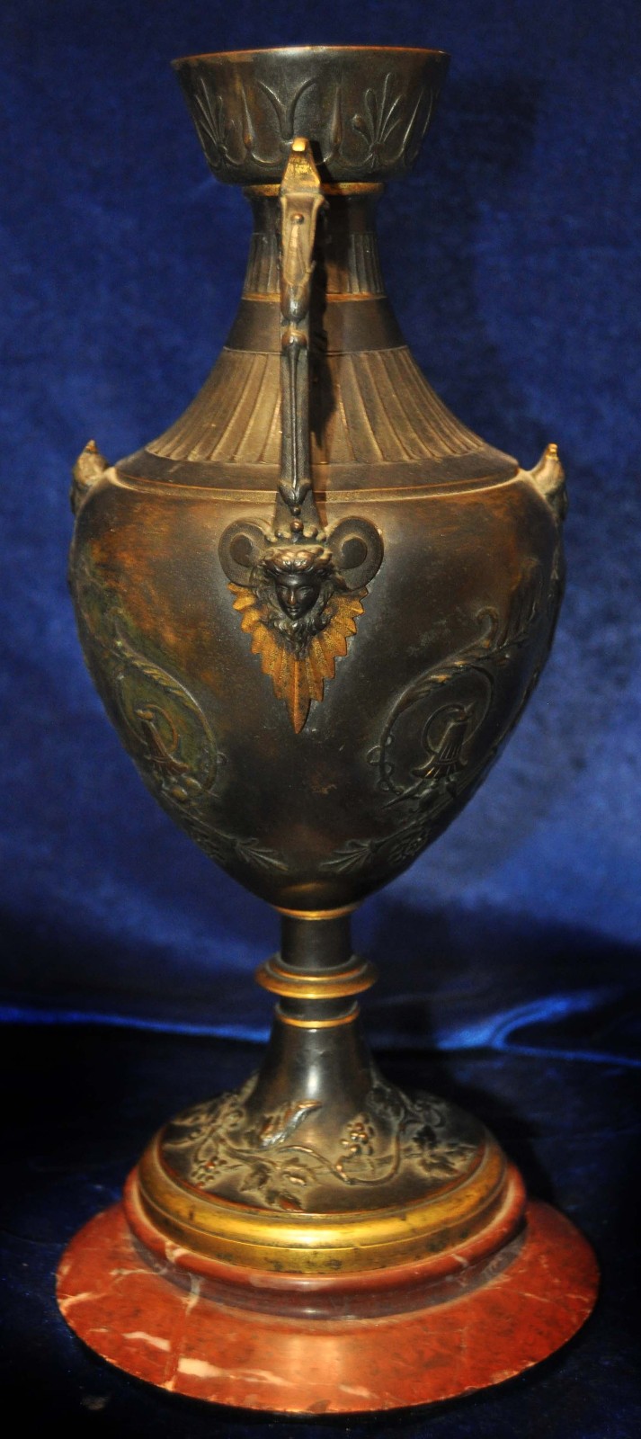 NEOCLASSICAL BRONZE URN GILT MARBLE RELIEF GRAND TOUR GREEK ROMAN BUST EGYPTIAN