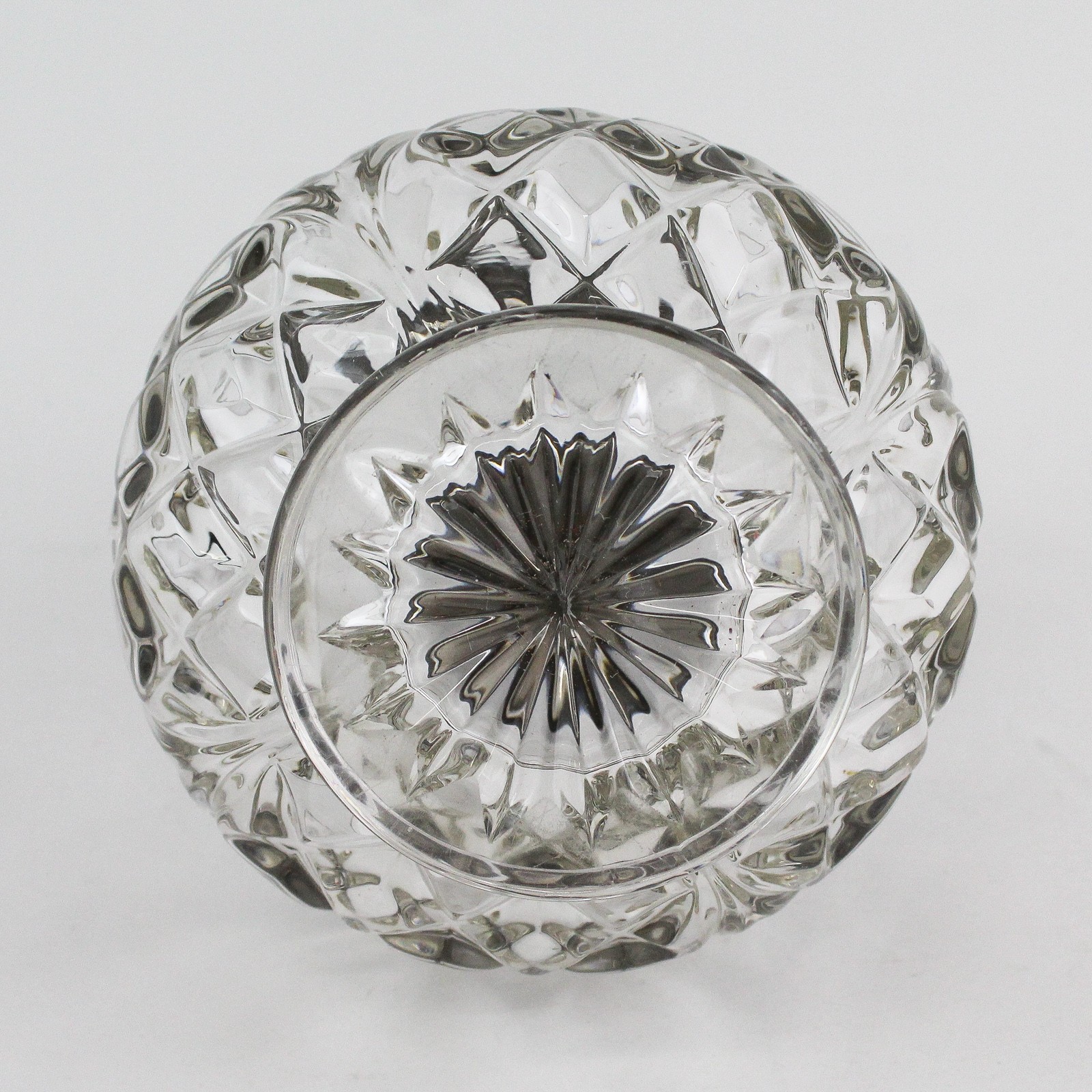 Vintage Pressed Glass Sugar Bowl Silver Plate Lid With Built In Tongs