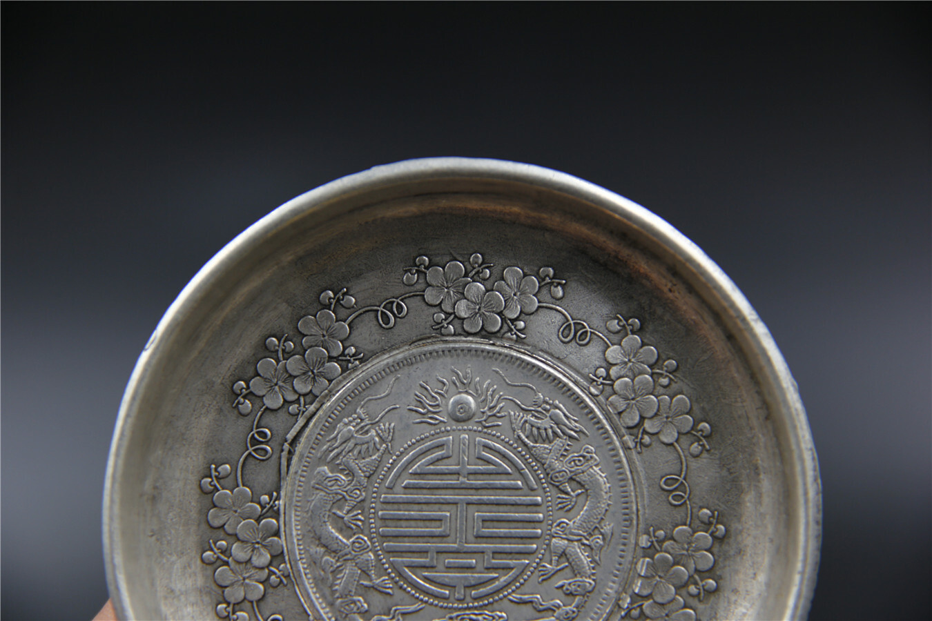 Chinese Old Guangxu Tibetan Silver Plate Brush Wash Collection Ornaments