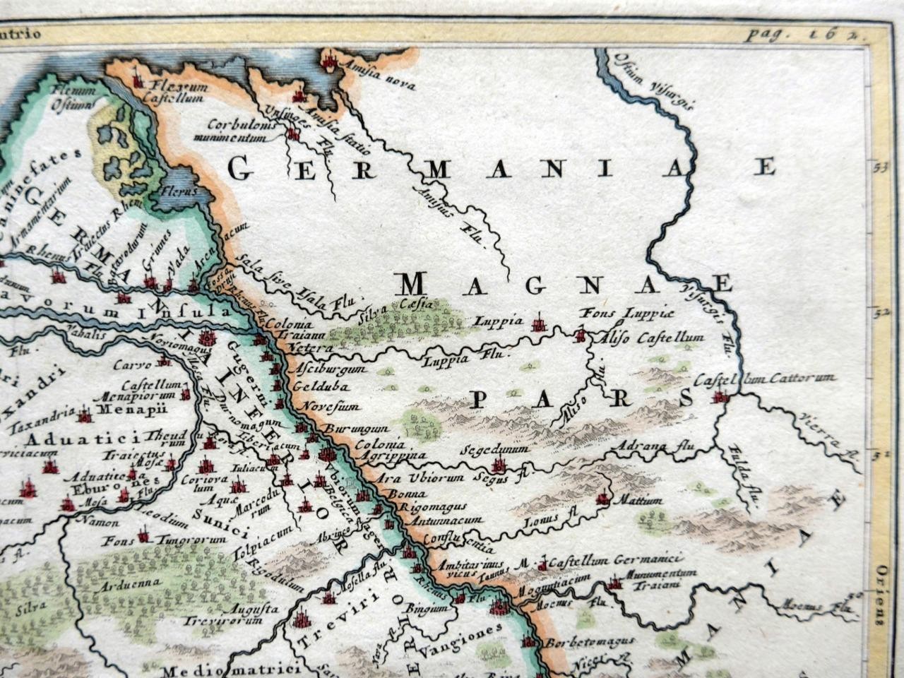 BELGIUM HOLLAND GALLIA BELGICA BY CELLARIUS c1703 ORIGINAL ANTIQUE ENGRAVED MAP