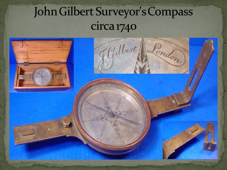 1740 John Gilbert Plain Compass + Original Box – Rare 18th Century Compass