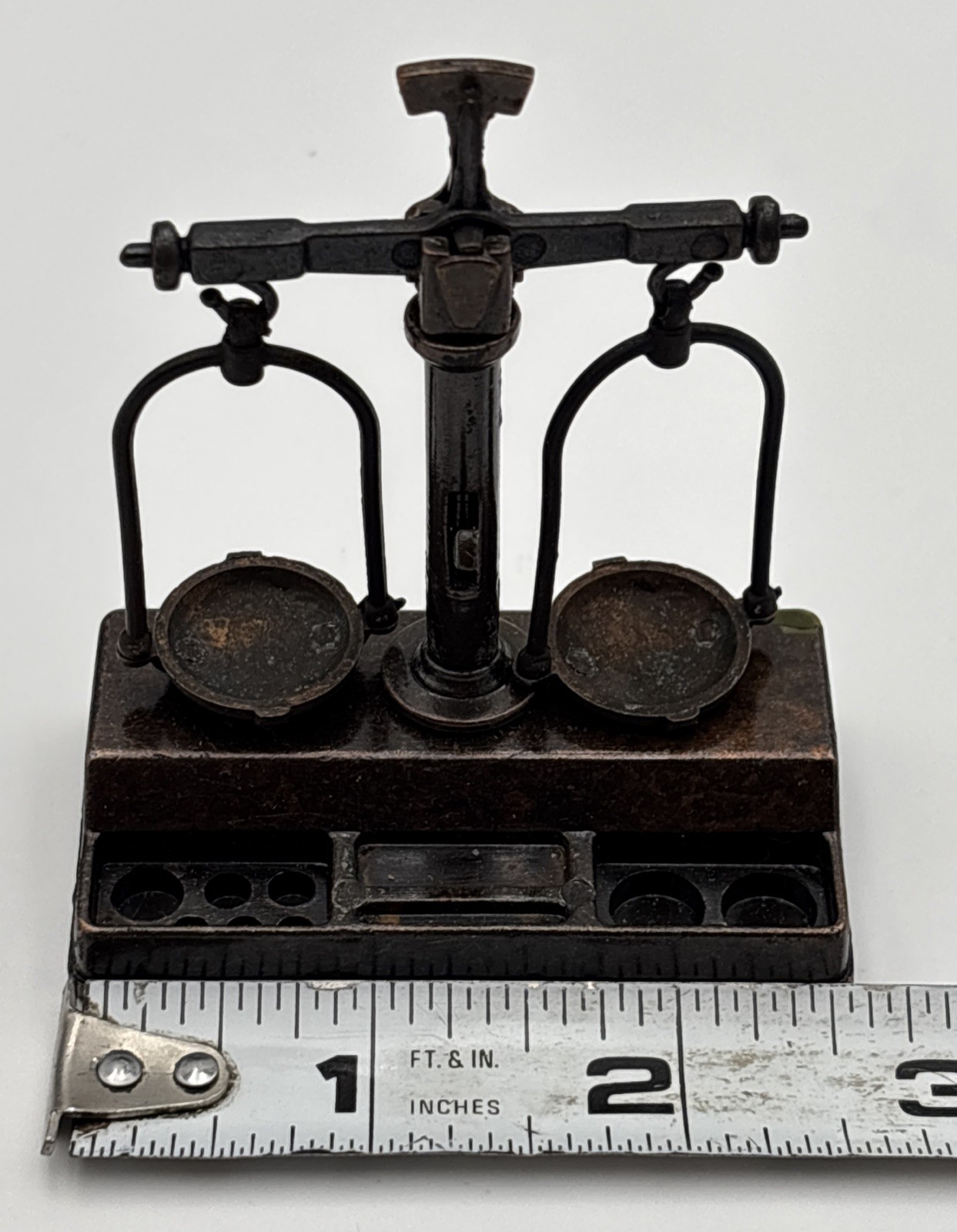 Vtg Miniature Balance Scale w Weights Original Box Joske’s San Antonio TX NOS