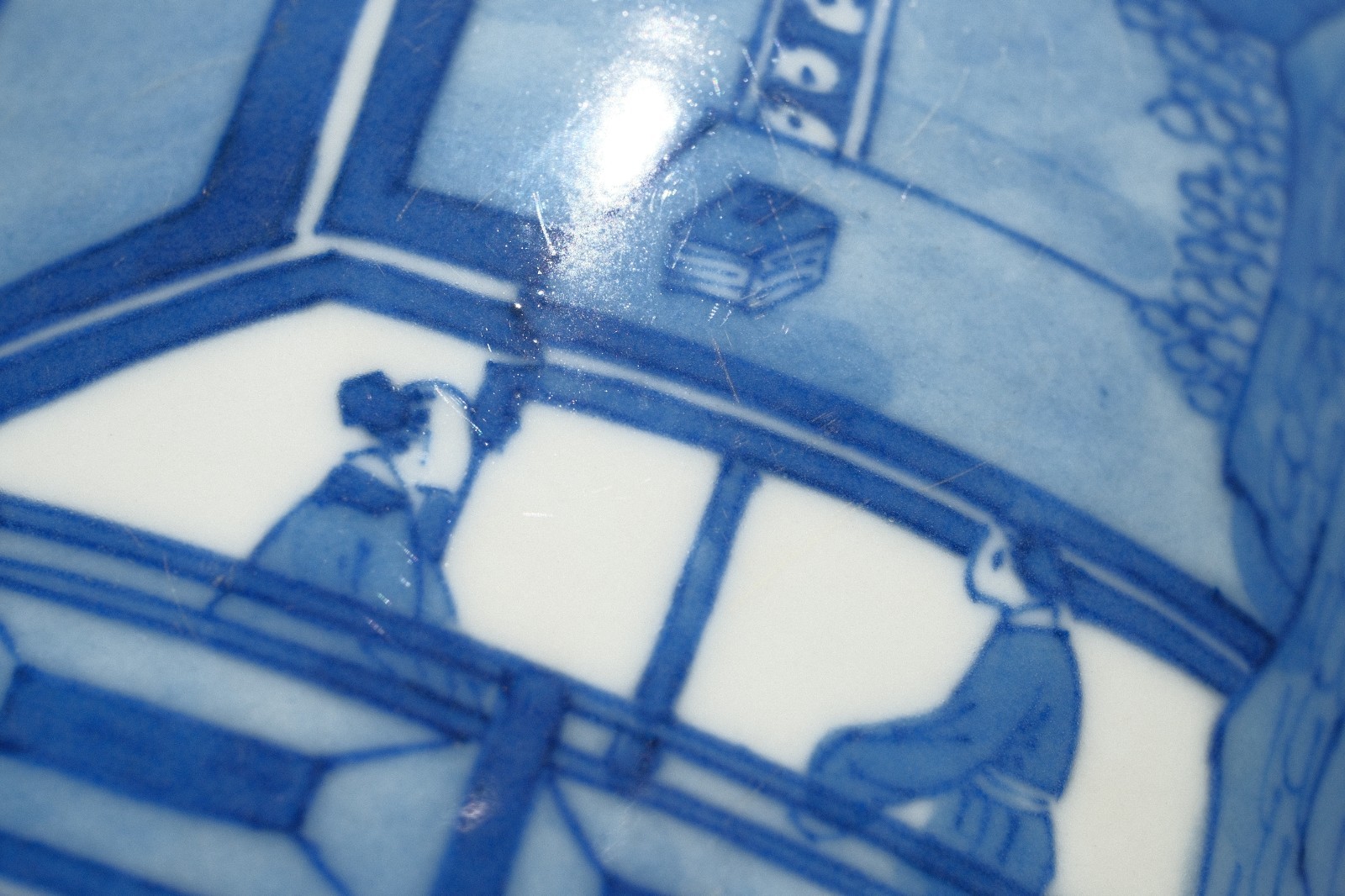 C0102. Blue & White Vase with Landscape & Scholar, Kangxi Mark