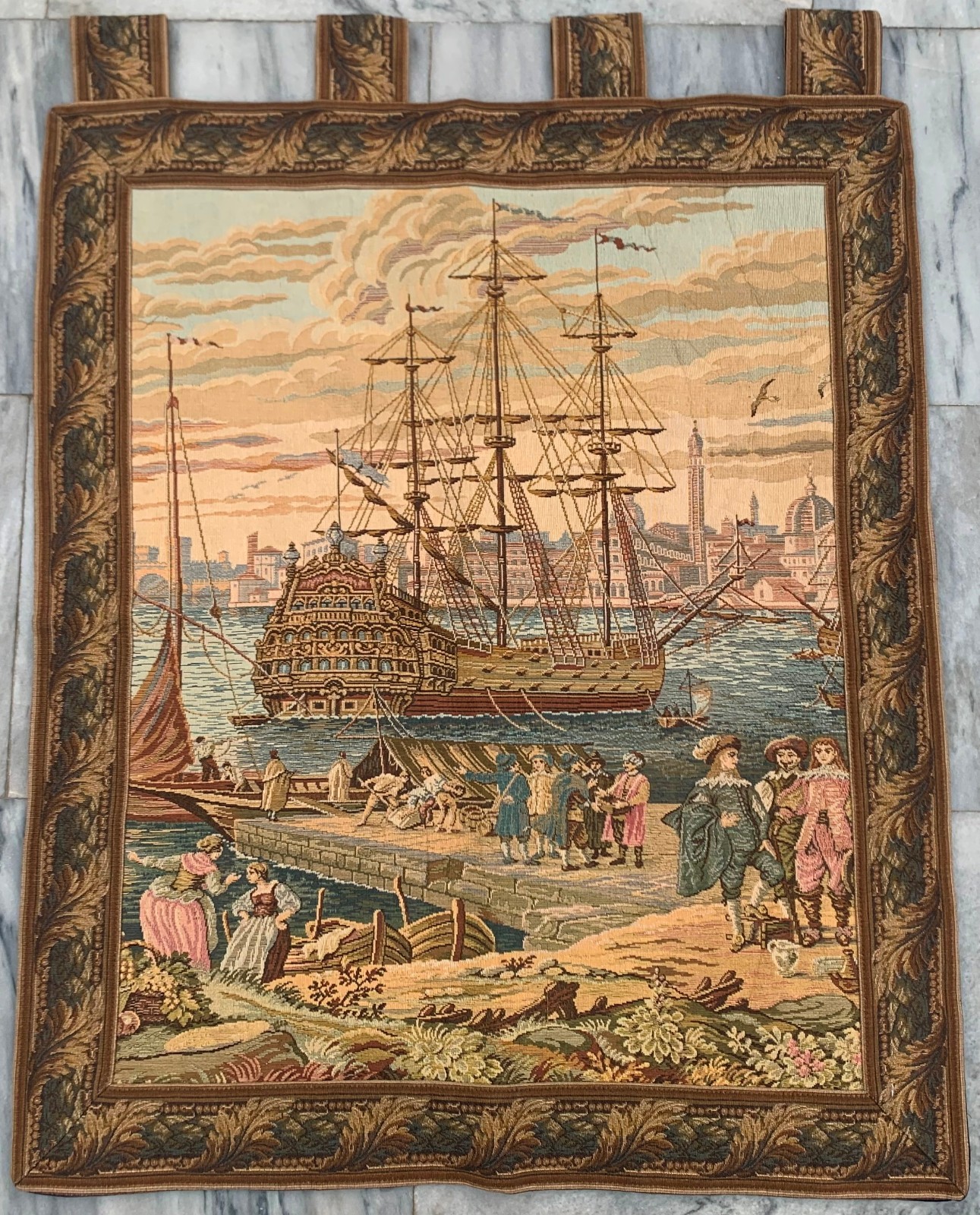 Vintage French Tapestry: Medieval Pictorial, Cozy Wall Decor 2×3 ft