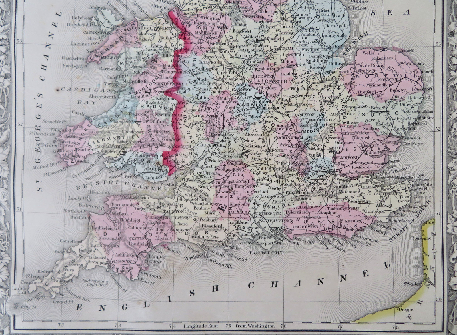 England & Wales United Kingdom 1860 Mitchell hand colored map