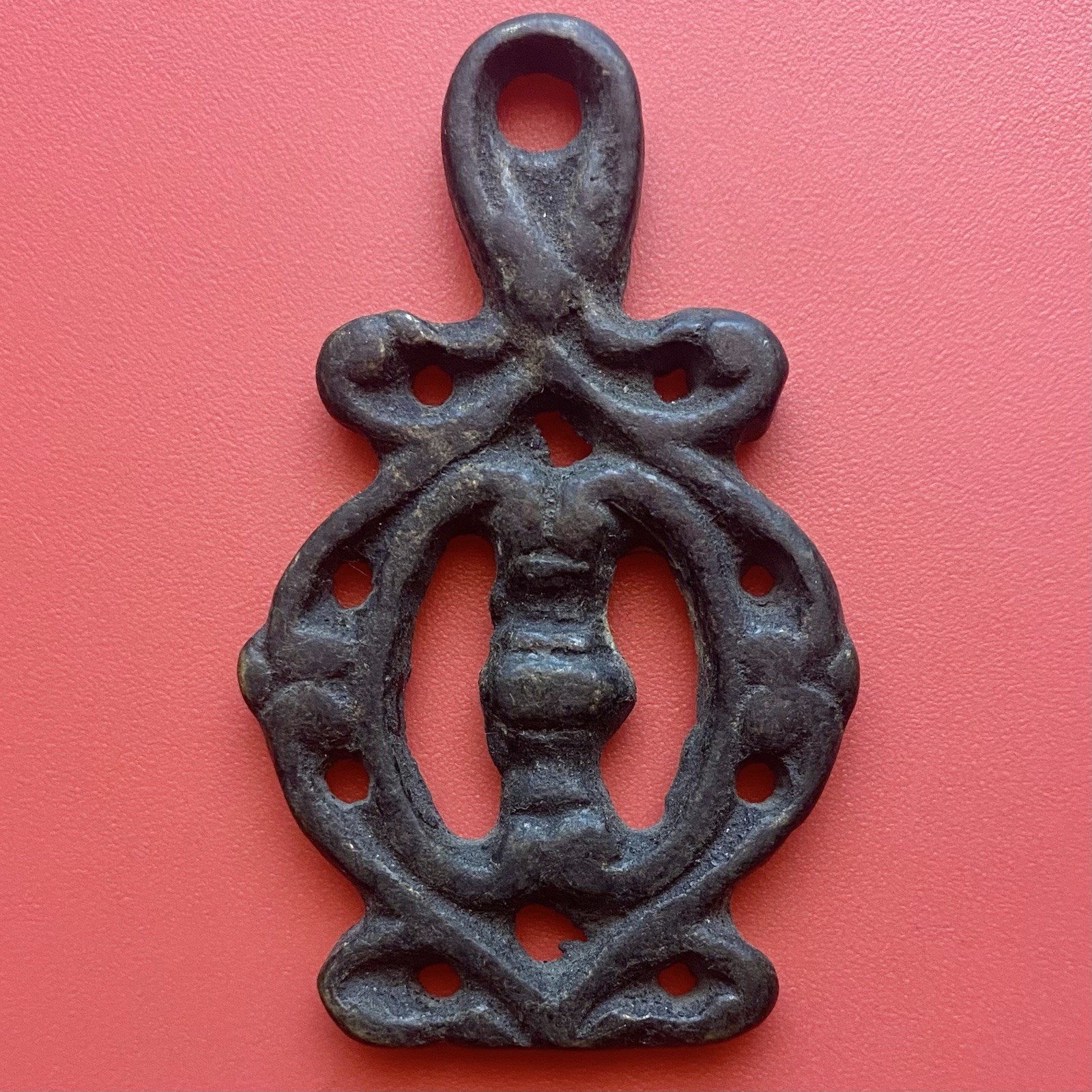 China Amulet Pendant, Old Buddhism Antique, Bronze Piece, Unknown Age.