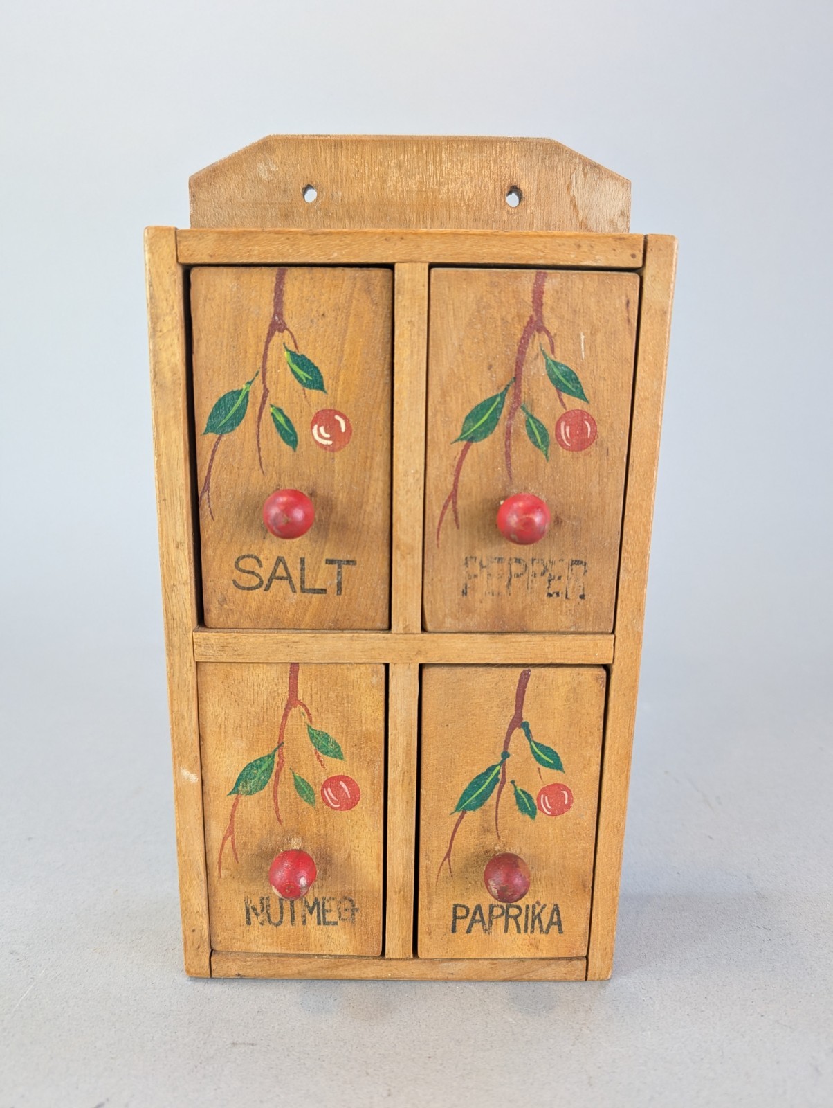 Vintage Wood 4 Drawer Spice Apothecary Cabinet 9×5″