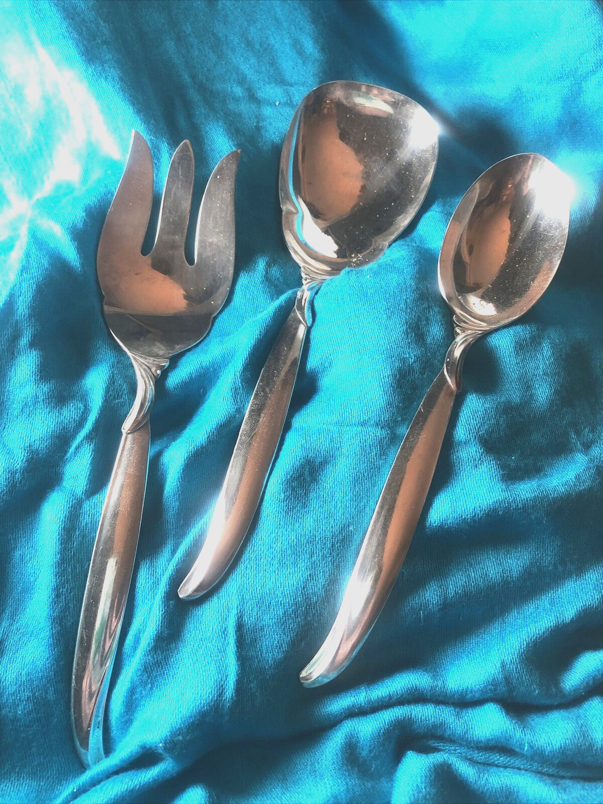 3 PC MCM FLAIR Cold Meat Fork Berry Casserole Serving Spoon Community Oneida