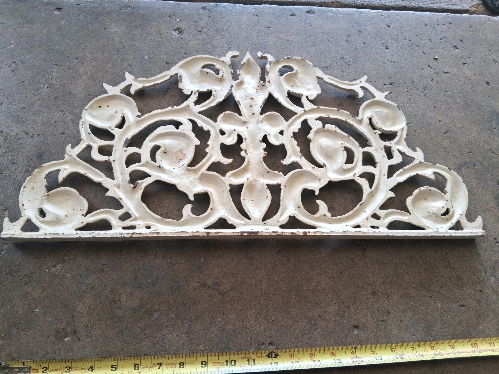 Cast Iron French Style Rococo Pediment 1720s Era Curved Sea Creatures Waves