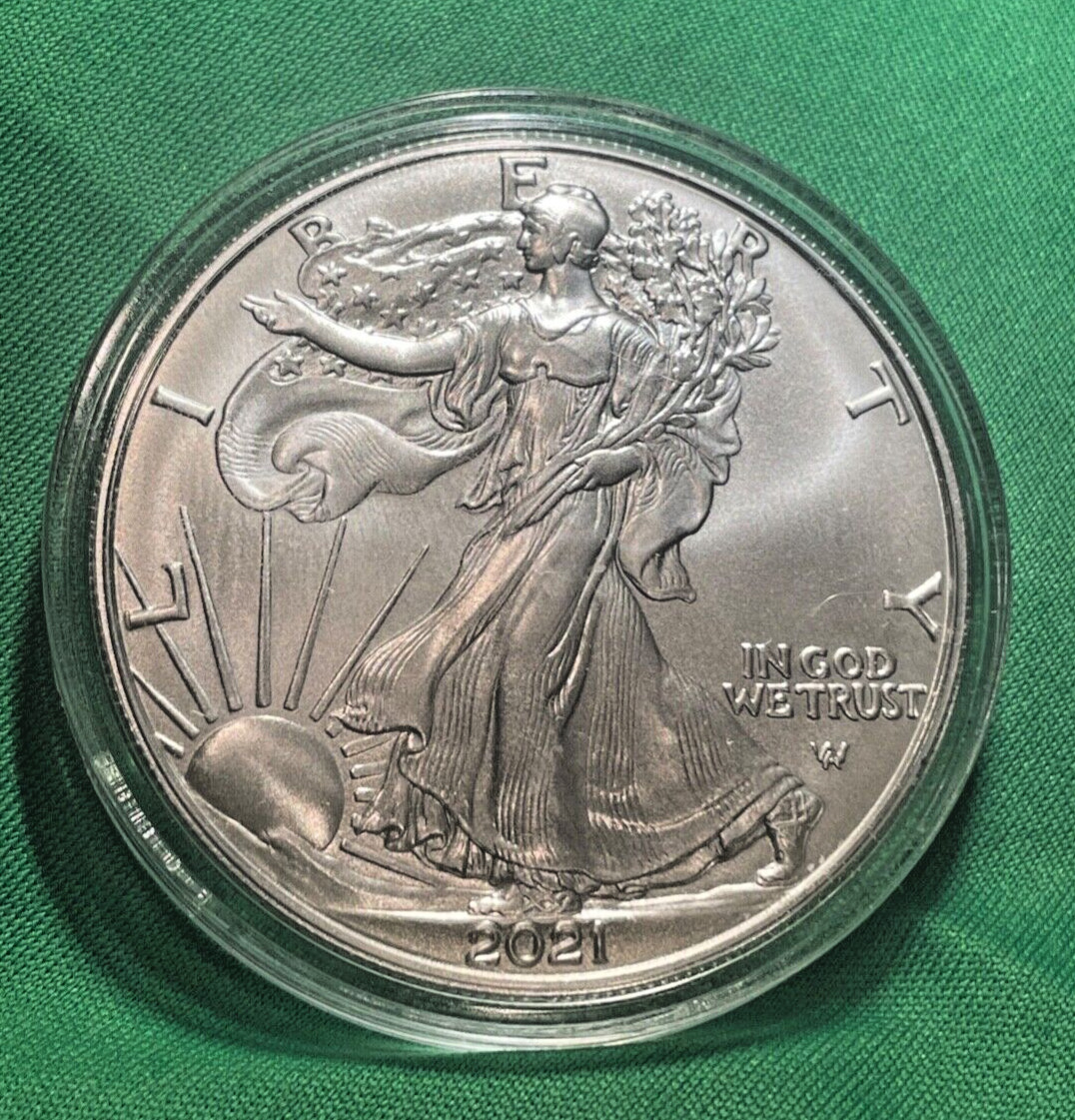 2021 W 1 Oz American Silver Eagle Type 2. Uncirculated in Capsule