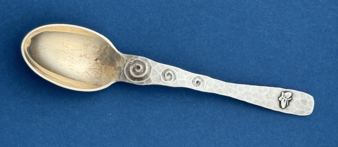 TIFFANY AESTHETIC Hammered Sterling Spoon APPLIED BUTTERFLY