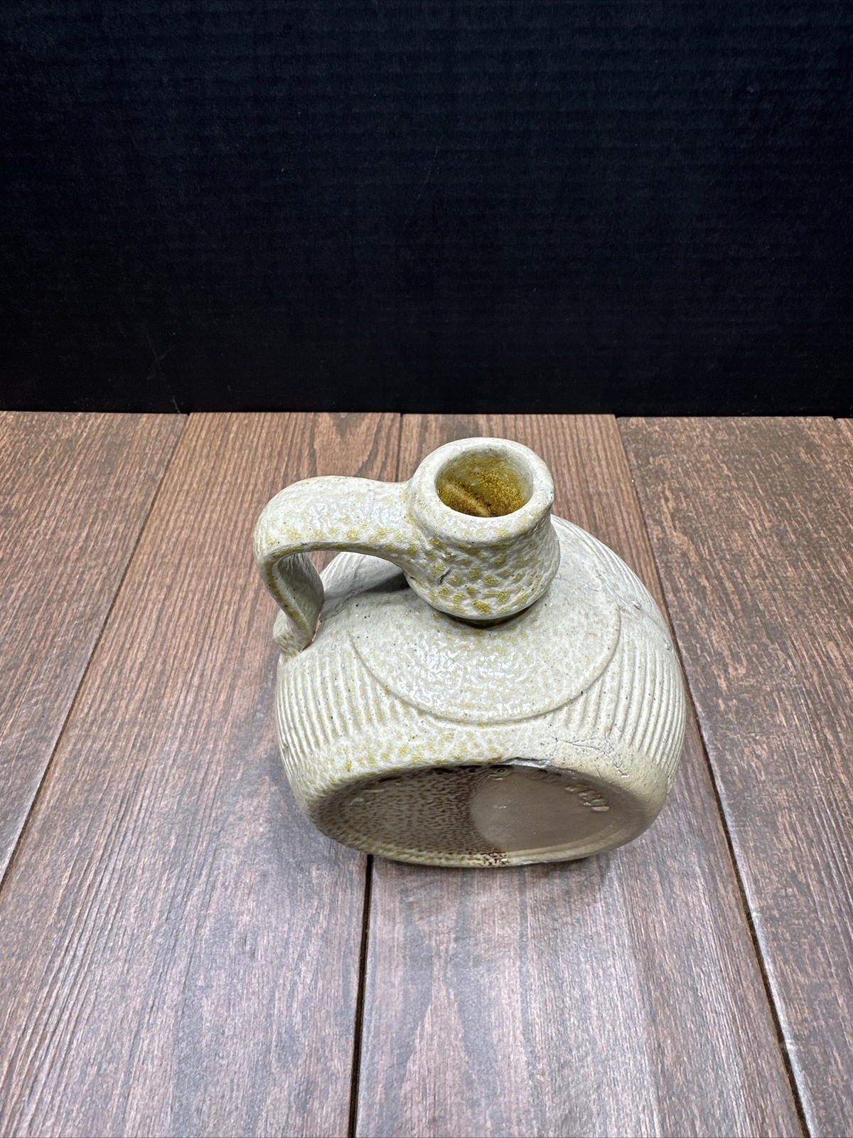 Antique Salt Glazed Stonewear Whiskey Canteen Jug Pat. Aug. 11, 1891 Primitive