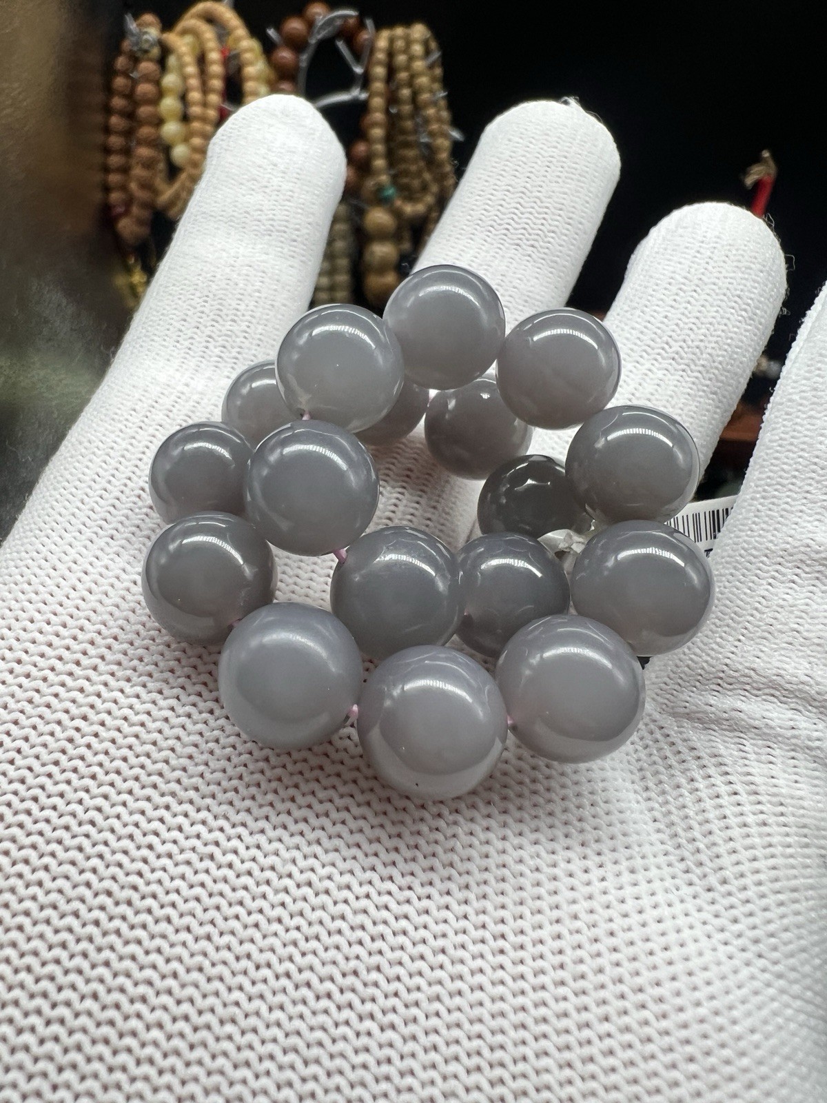 12mm Qinghai Hetian Yu Icy Smoky Purple Bracelet 青海和田玉冰烟紫手串