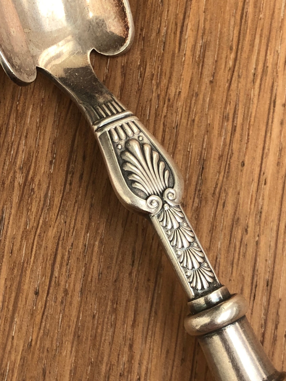 1860 Rogers & Son Antique Silver Plate Cheese Scoop 19th Century Stylized handle