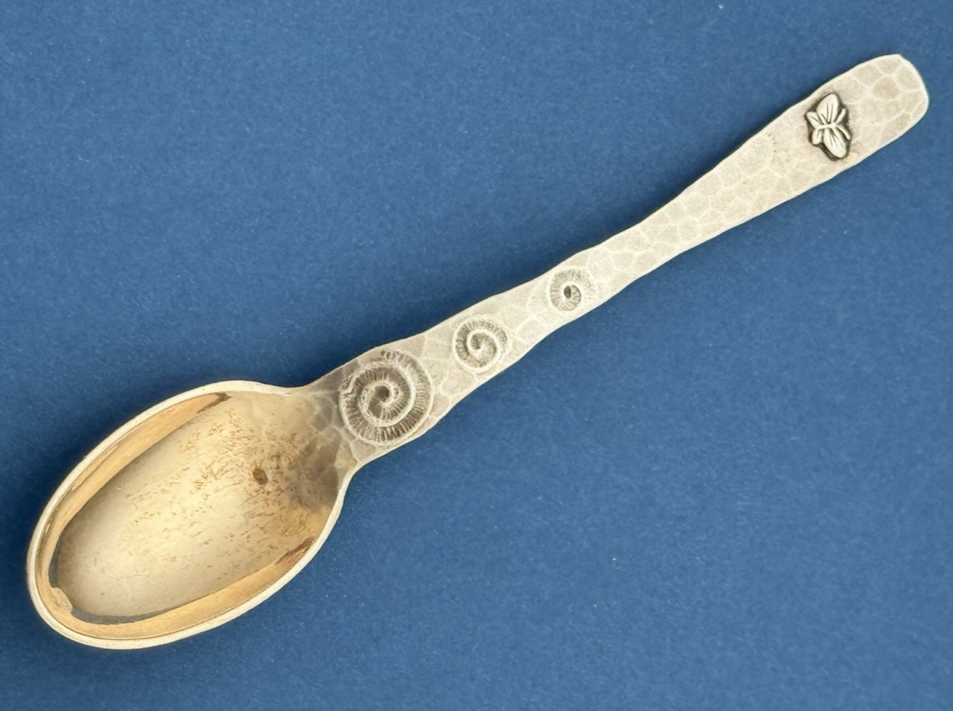 TIFFANY AESTHETIC Hammered Sterling Spoon APPLIED BUTTERFLY