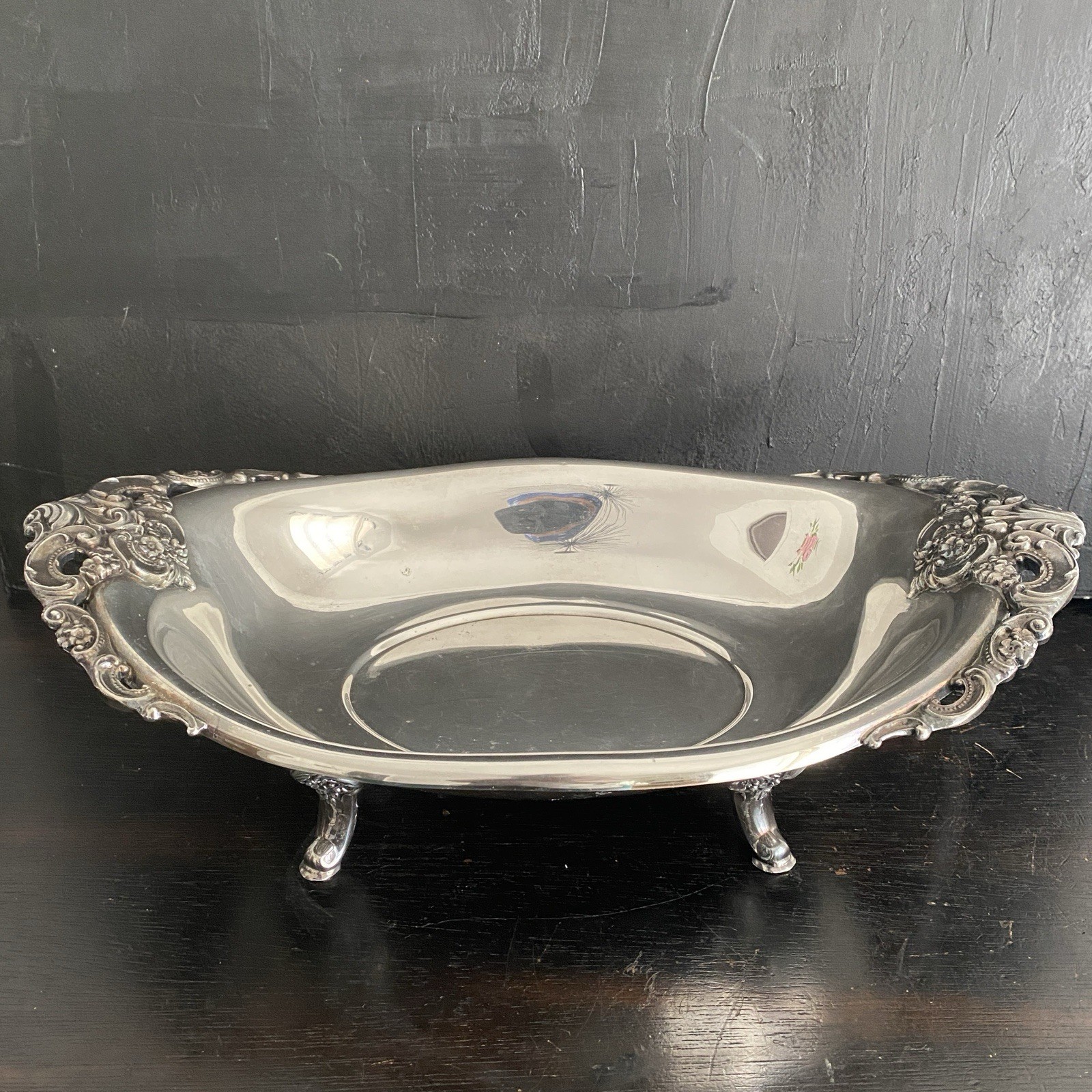 Vintage Baroque By Wallace Ornate Silver Plated Footed Centerpiece Bowl