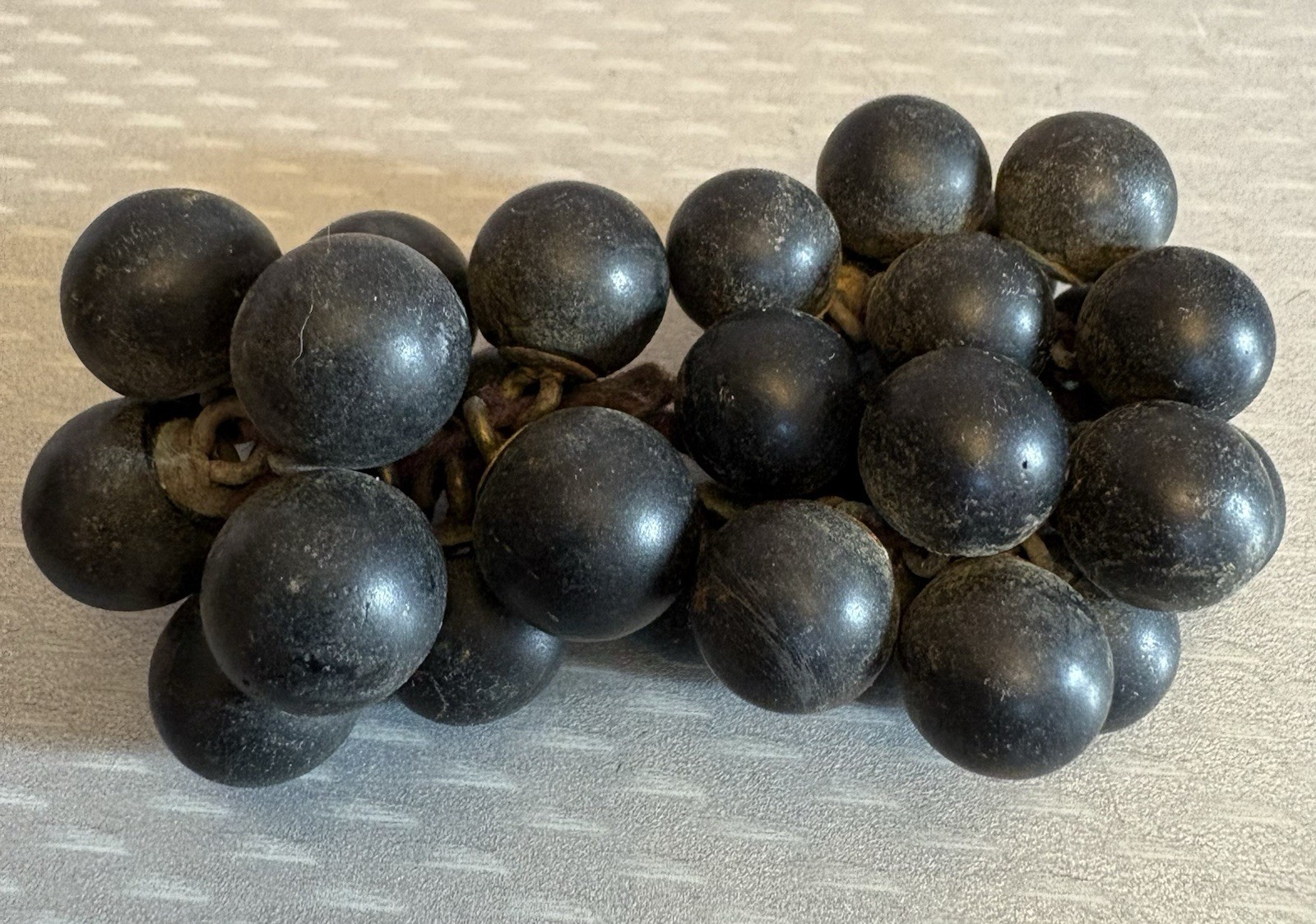 Victorian Black Matte Glass Mourning Button Set 24 Round Balls 12mm Brass Shanks