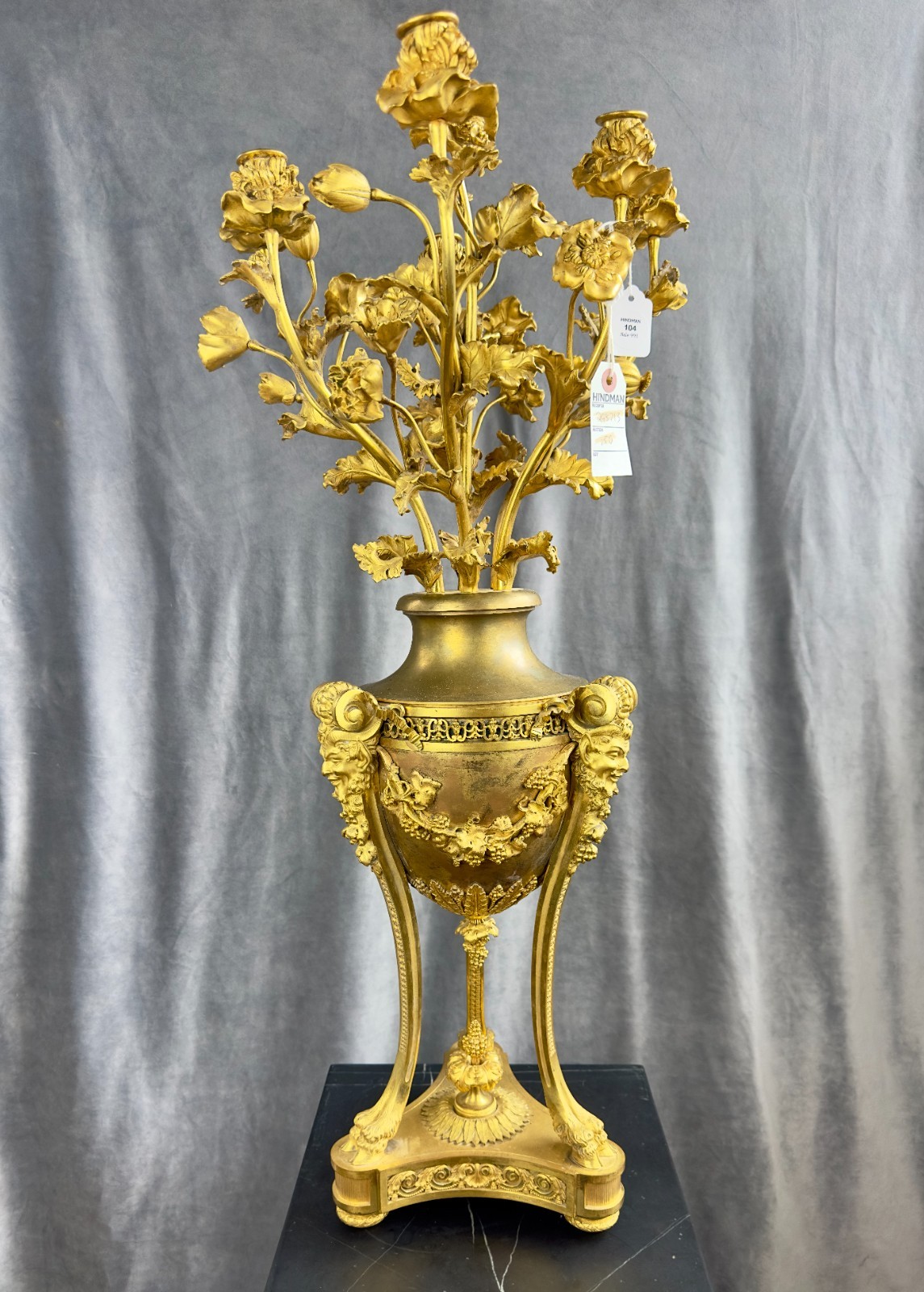 French Henry Dasson et Cie Gilt Bronze Seven-Light Poppy Candelabra 1885