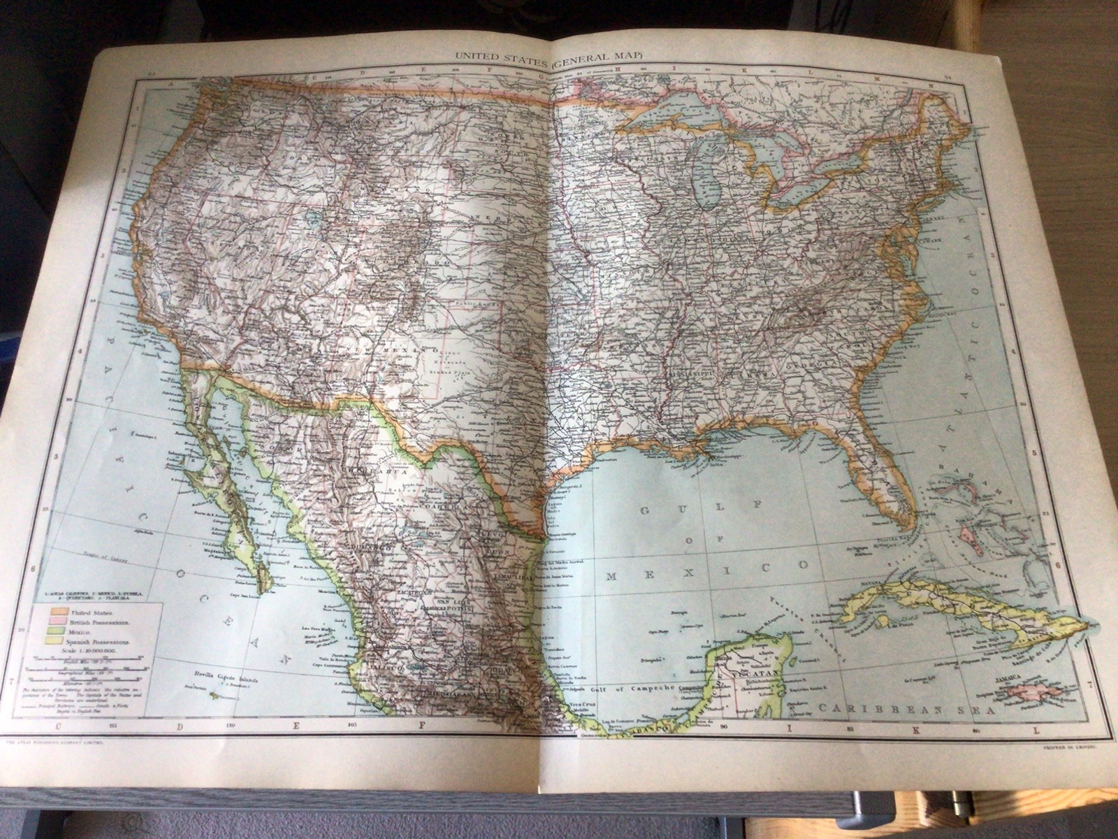 General Map Of The United States – Atlas Publishing Co- c. 1890’s Colour Map
