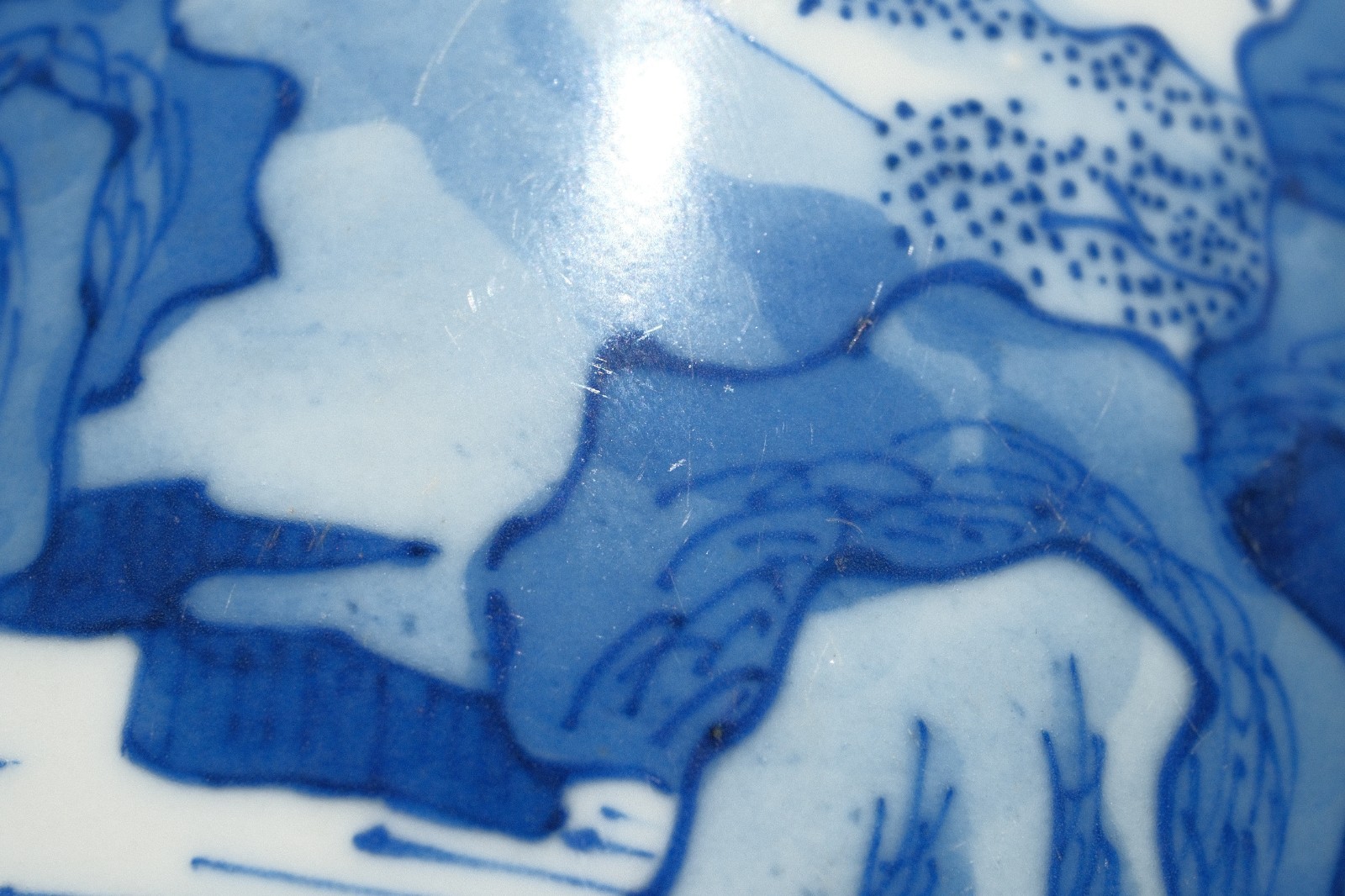 C0102. Blue & White Vase with Landscape & Scholar, Kangxi Mark