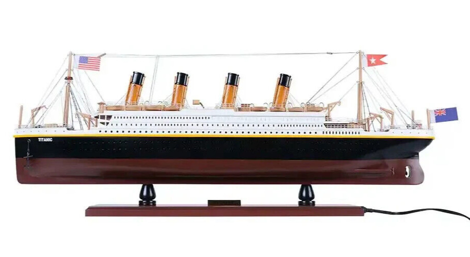 RMS Titanic Ocean Liner w/ Lights 32″ Wood Model White Star Line Cruise Ship New