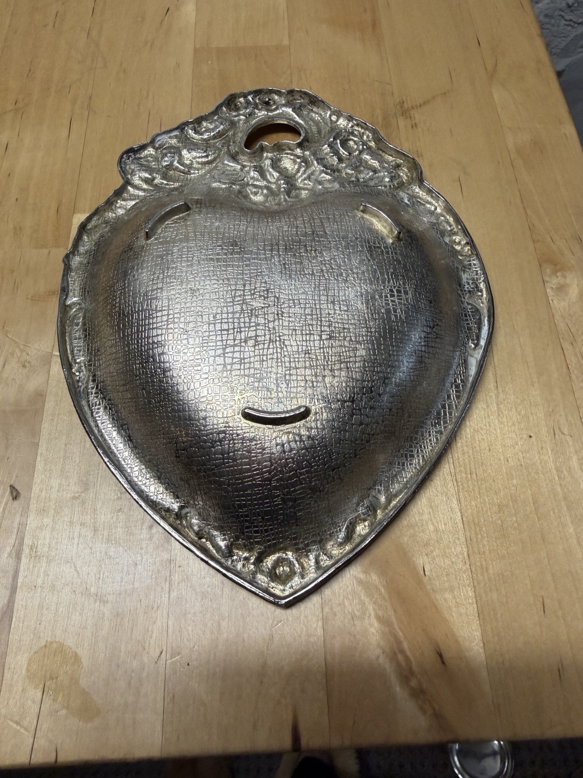 Vintage Leonard Silver Plated Heart Flower Trinket Dish Candy Dish Made In Italy