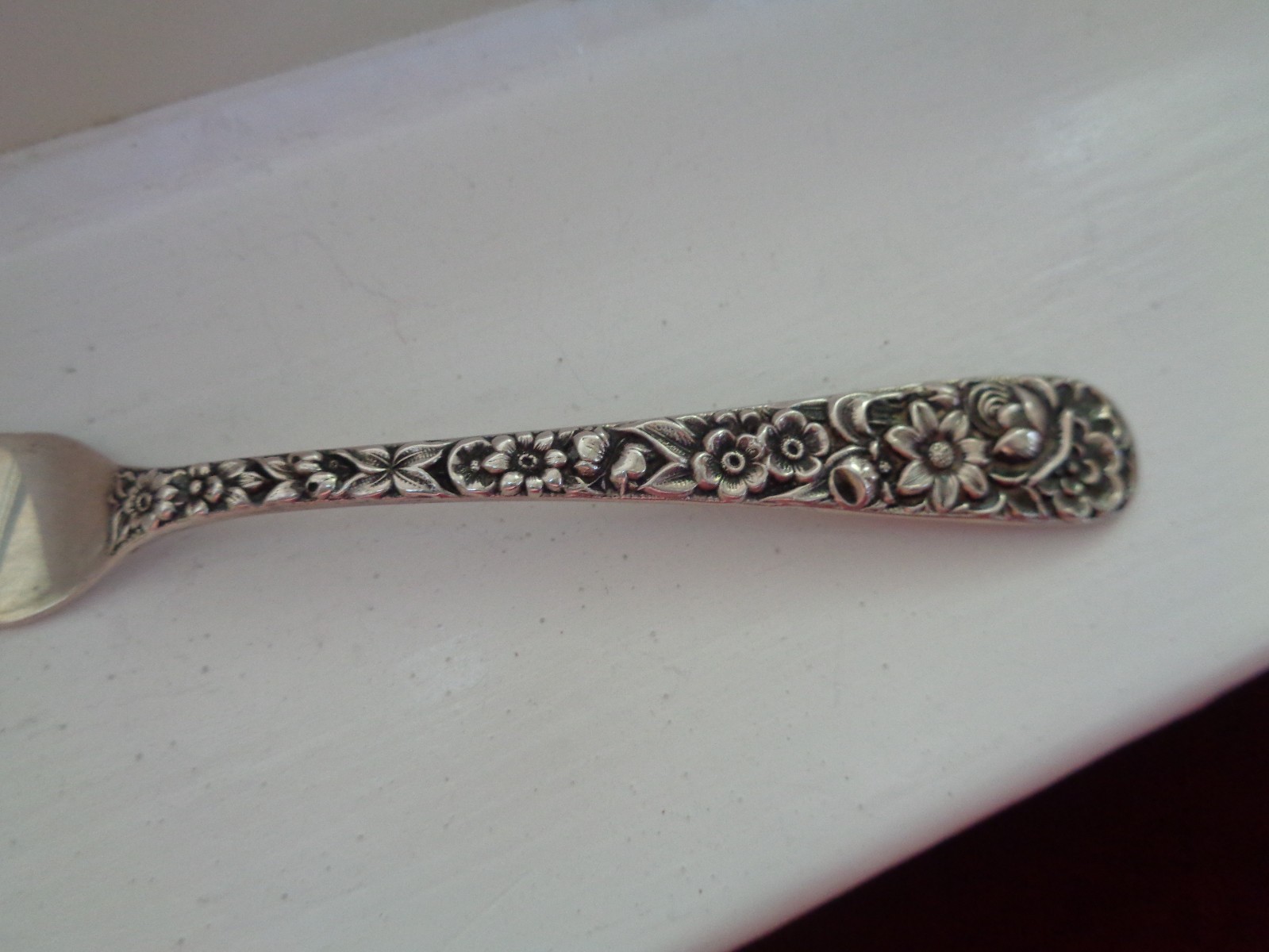 Kirk Repousee Sterling Pickle or Appetizer Fork 1900-1940