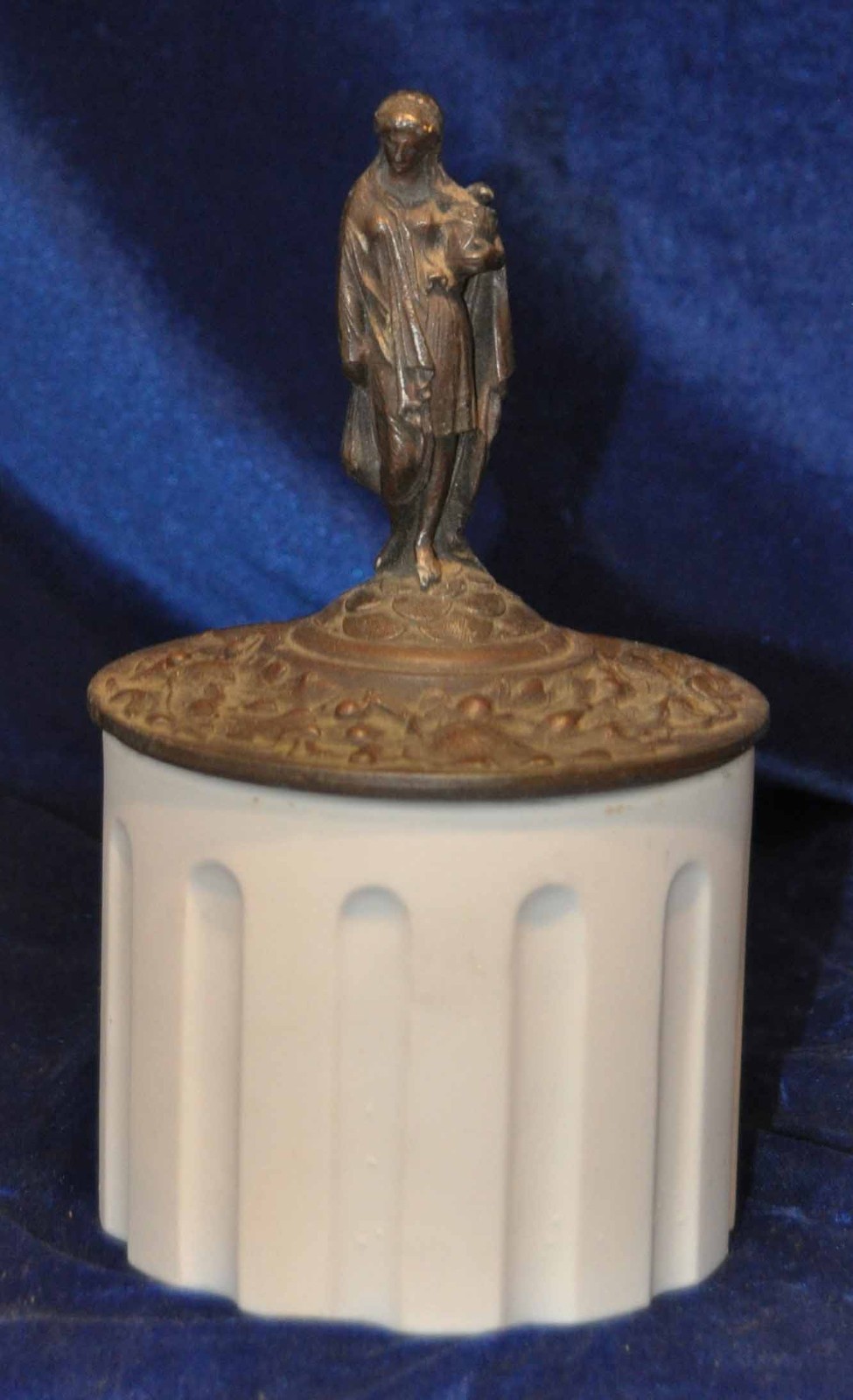FRENCH BRONZE NEOCLASSICAL LADY ORMOLU BISQUE PORCELAIN GREEK ROMAN COLUMN