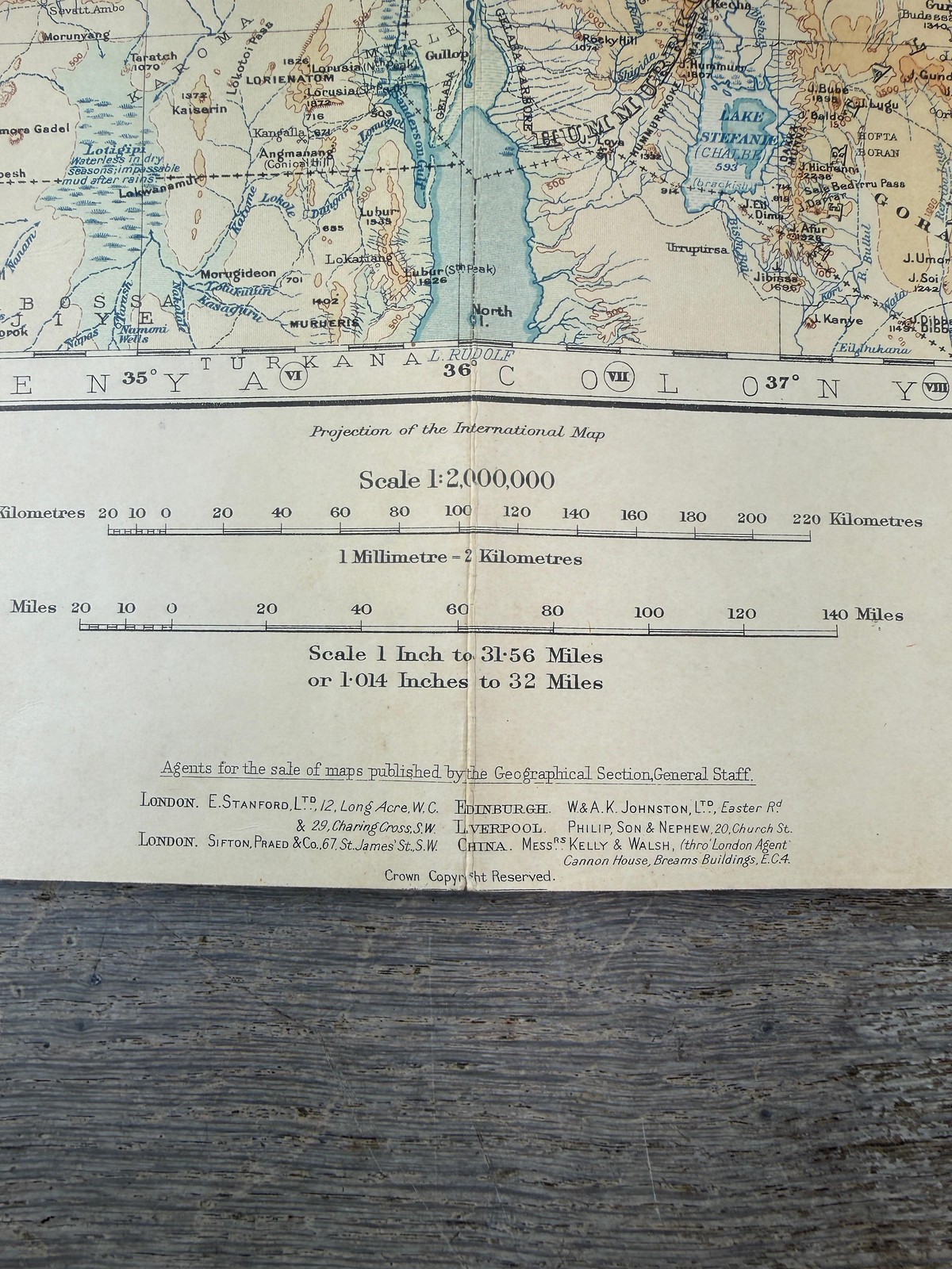 Vintage 1925 Abyssinia Ethiopia Folding Map George Philip War Office London
