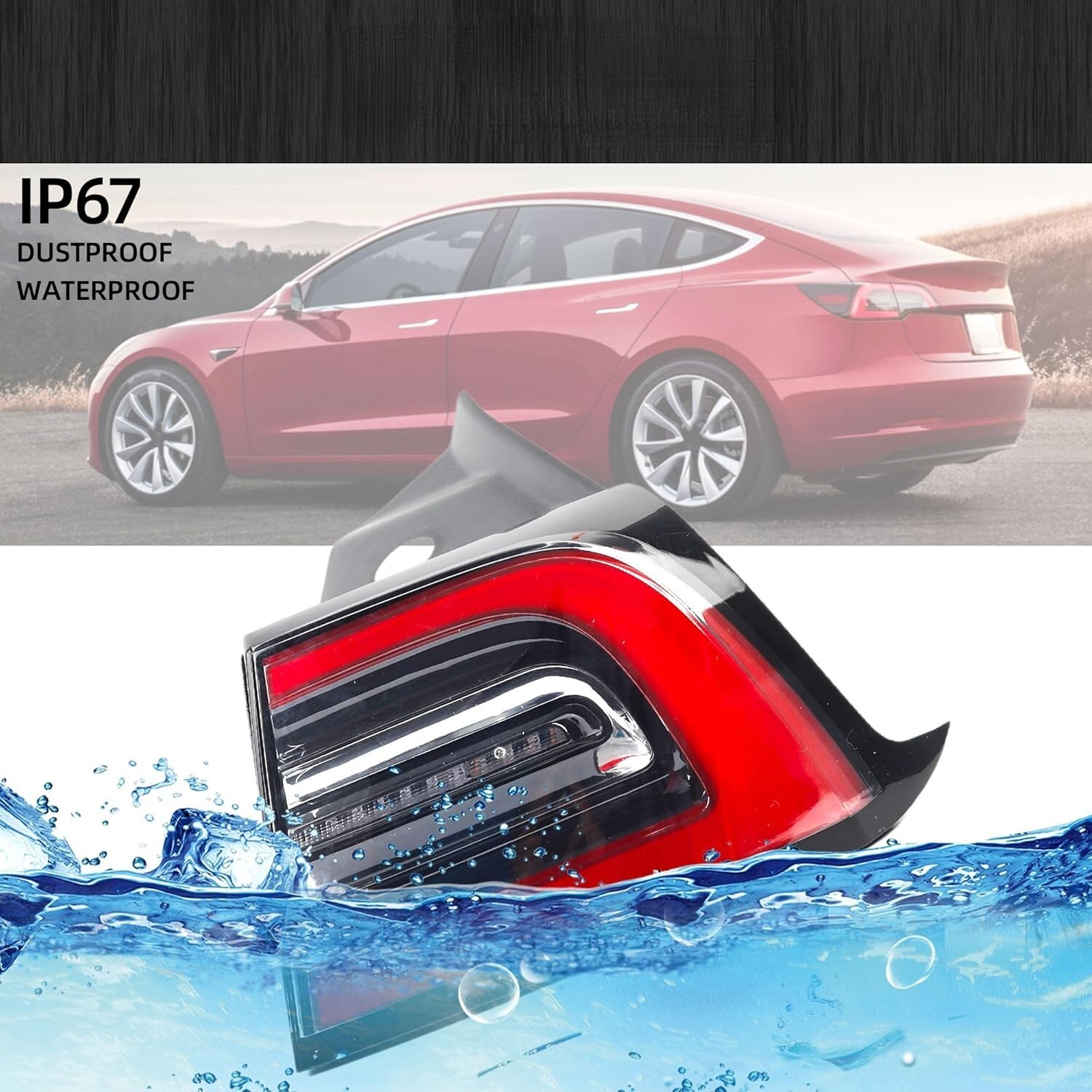 3Pin Passenger Side Rear Tail Light Compatible with 2017-2023 Tesla Model 3 Oute