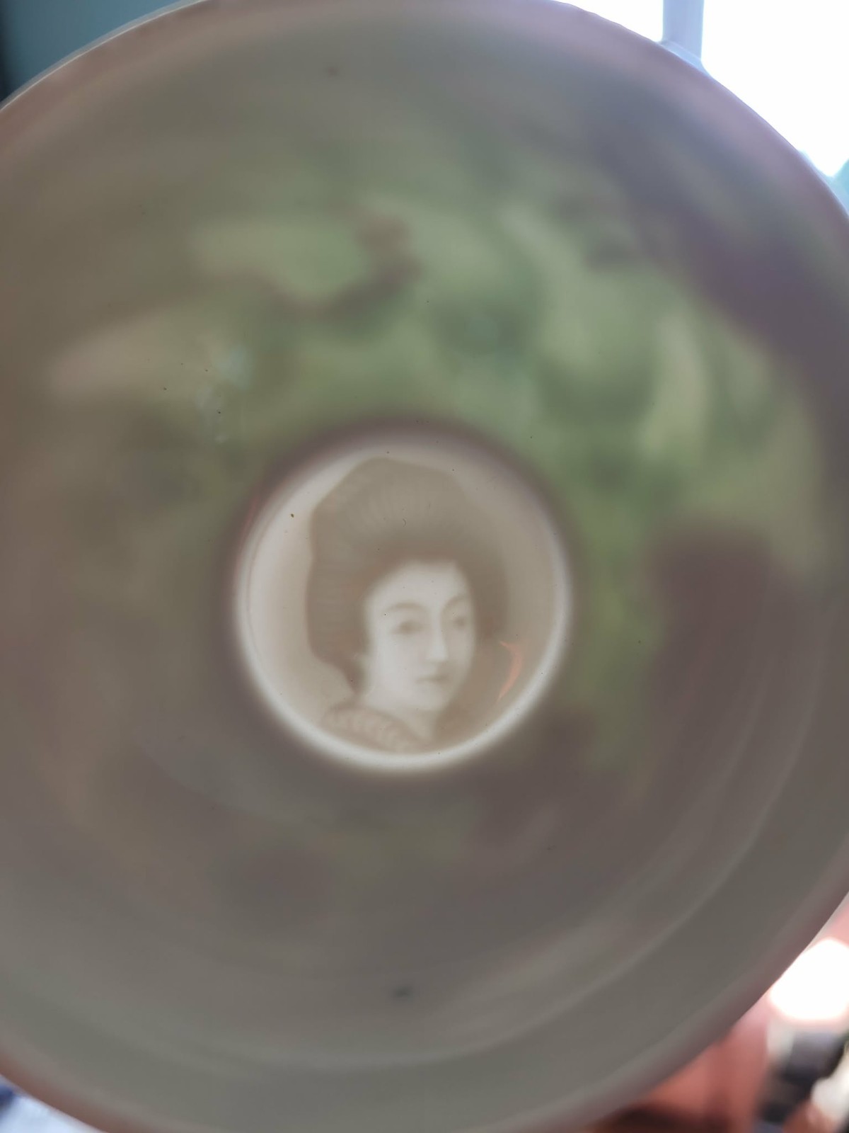 Vintage Japanese Lithothane Geisha Hand Painted Eggshell Dragonware Cup & Saucer