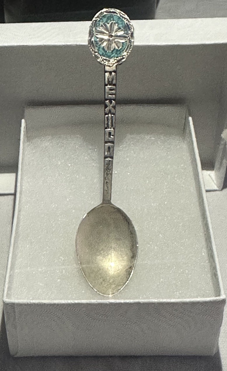 Vintage Guadalajara Mexico Sterling Silver Turquoise Souvenir Spoon 3.25″ 4.10g