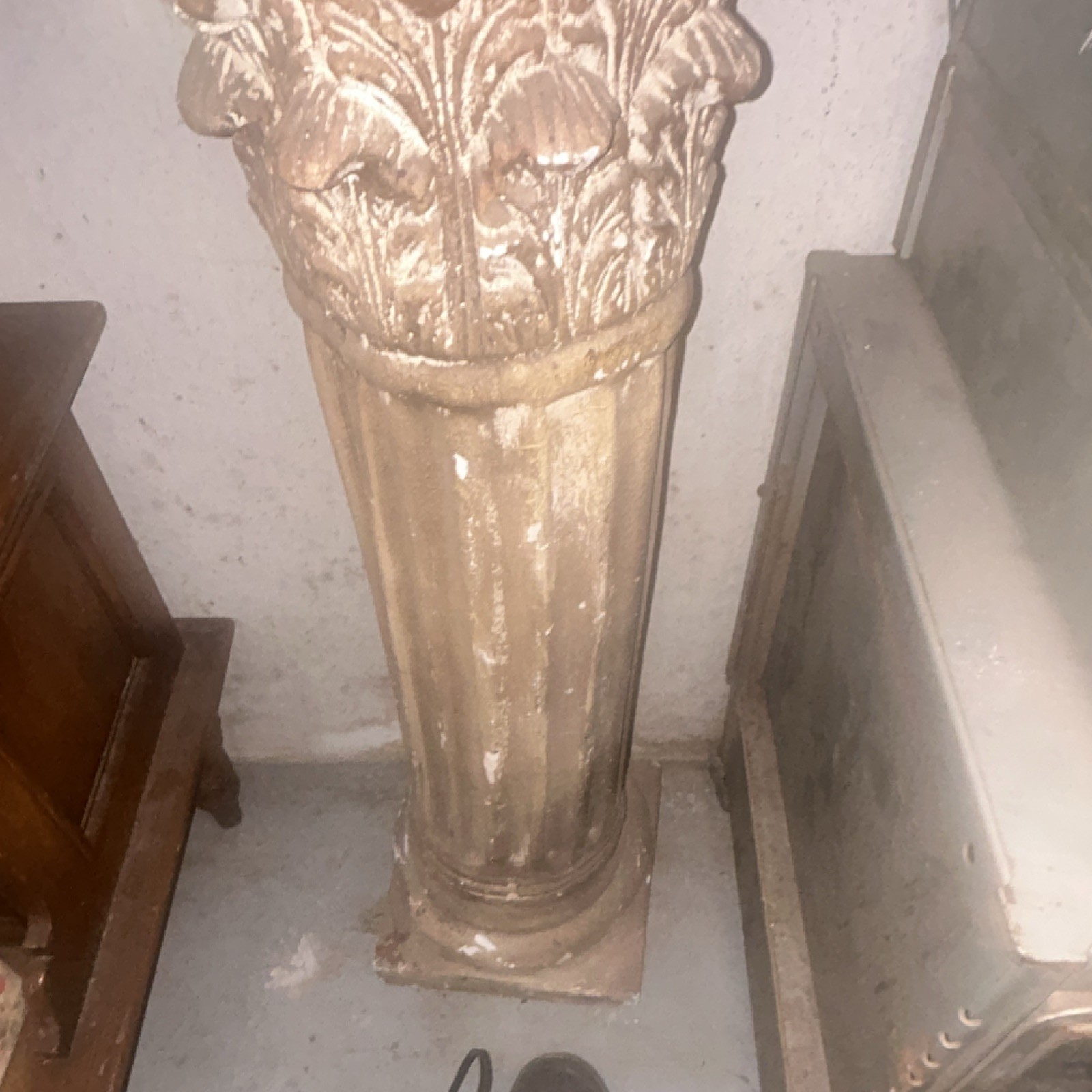 NeoClassical Plaster Column Beige Ornate Architectural Decorative